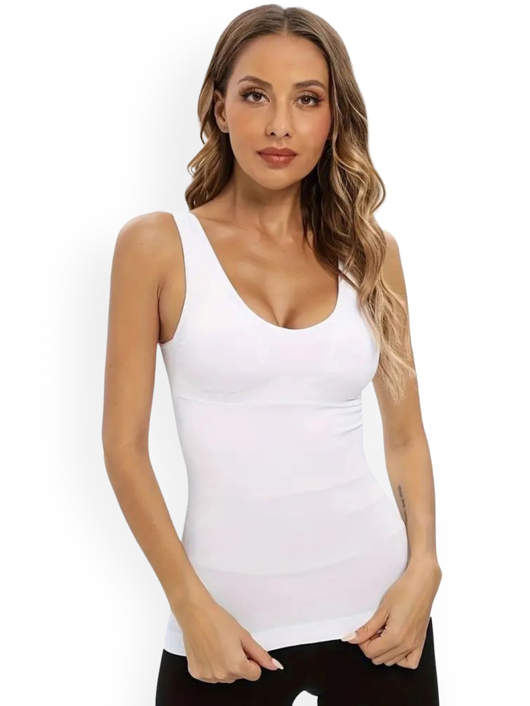 

Poftik Women Sleeveless Tank Top Vest Speghetti Inner Wear Camisole, White