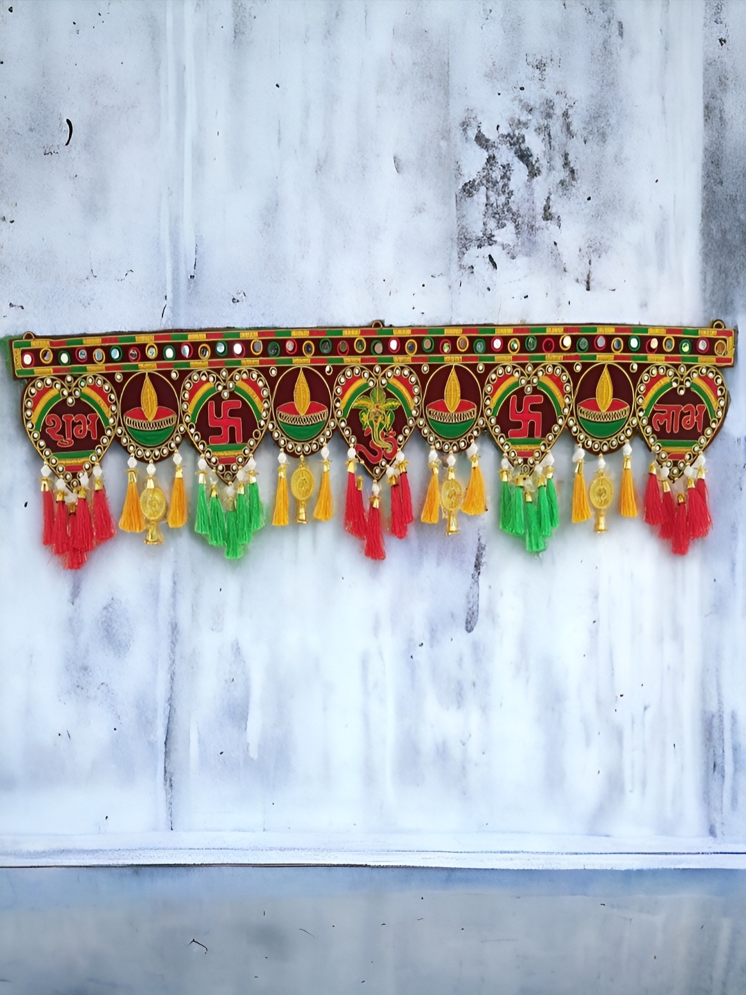 

NARYA TRADITIONAL Maroon & Yellow Printed Wall Decor Toran