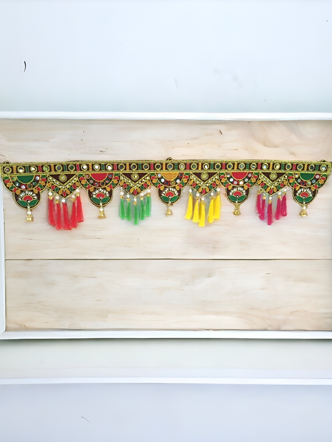 

NARYA TRADITIONAL Green & Red Ptinted Toran Wall Hanging Decor