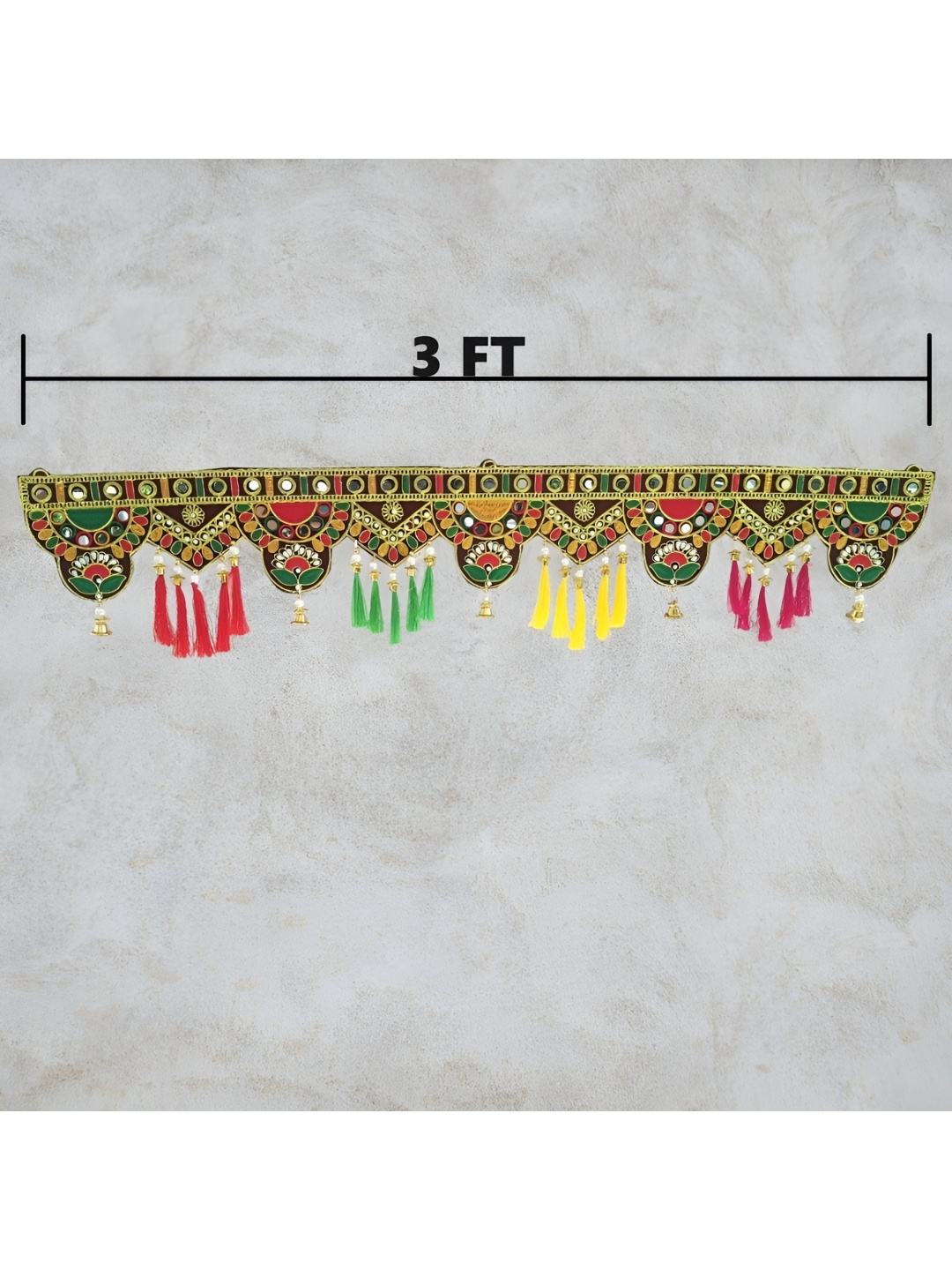 

NARYA TRADITIONAL Green & Pink Printed Toran Wall Decor
