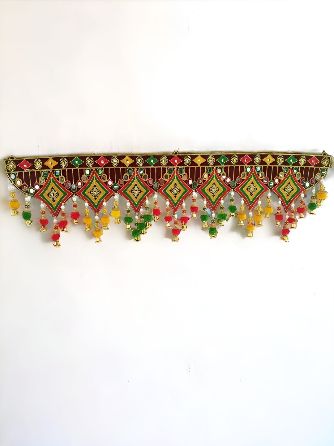 

NARYA TRADITIONAL Green & Pink Printed Toran Wall Decor