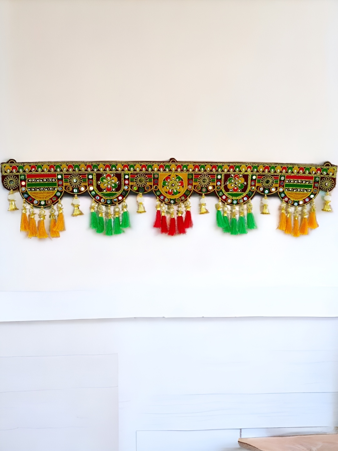

NARYA TRADITIONAL Green & Yellow Printed Toran Wall Decor