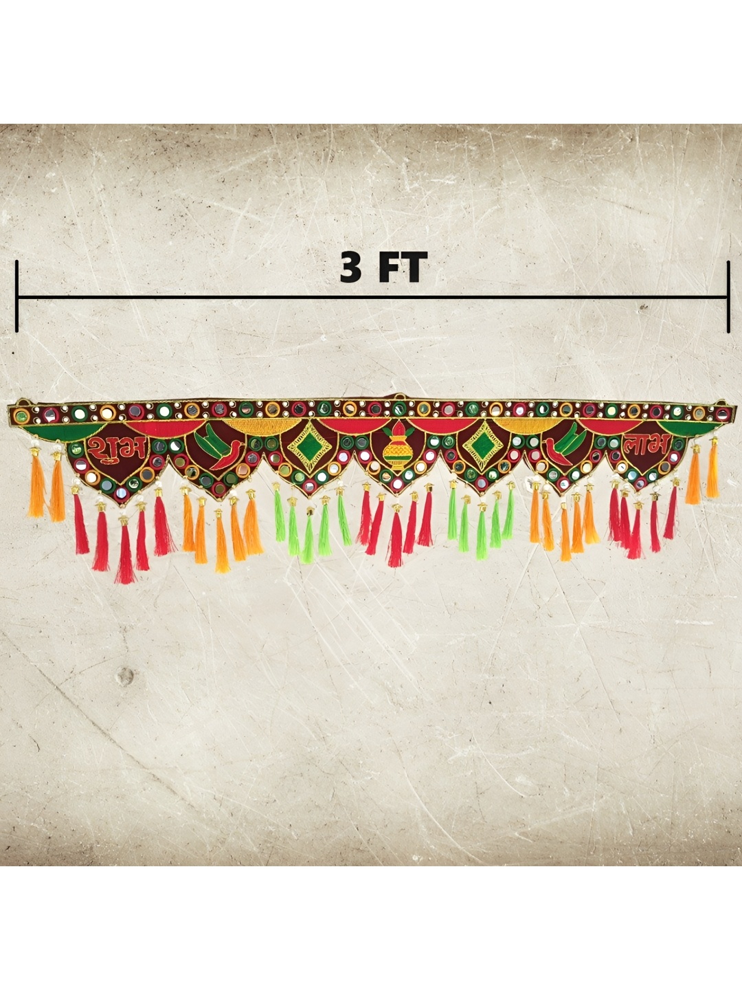 

NARYA TRADITIONAL Green & Yellow Printed Toran Wall Decor