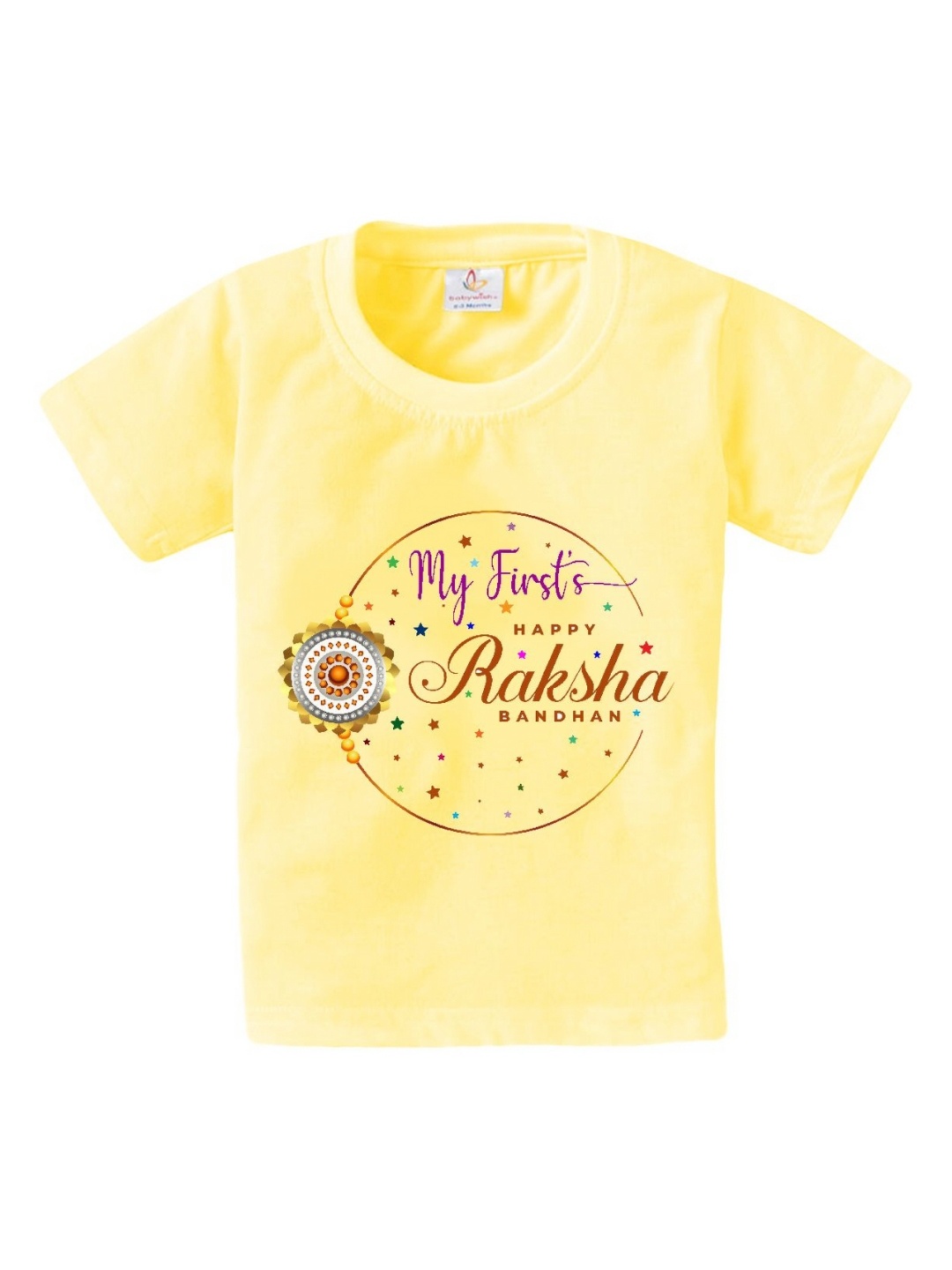 Babywish Unisex Kids Printed Round Neck Cotton Tshirt, Yellow