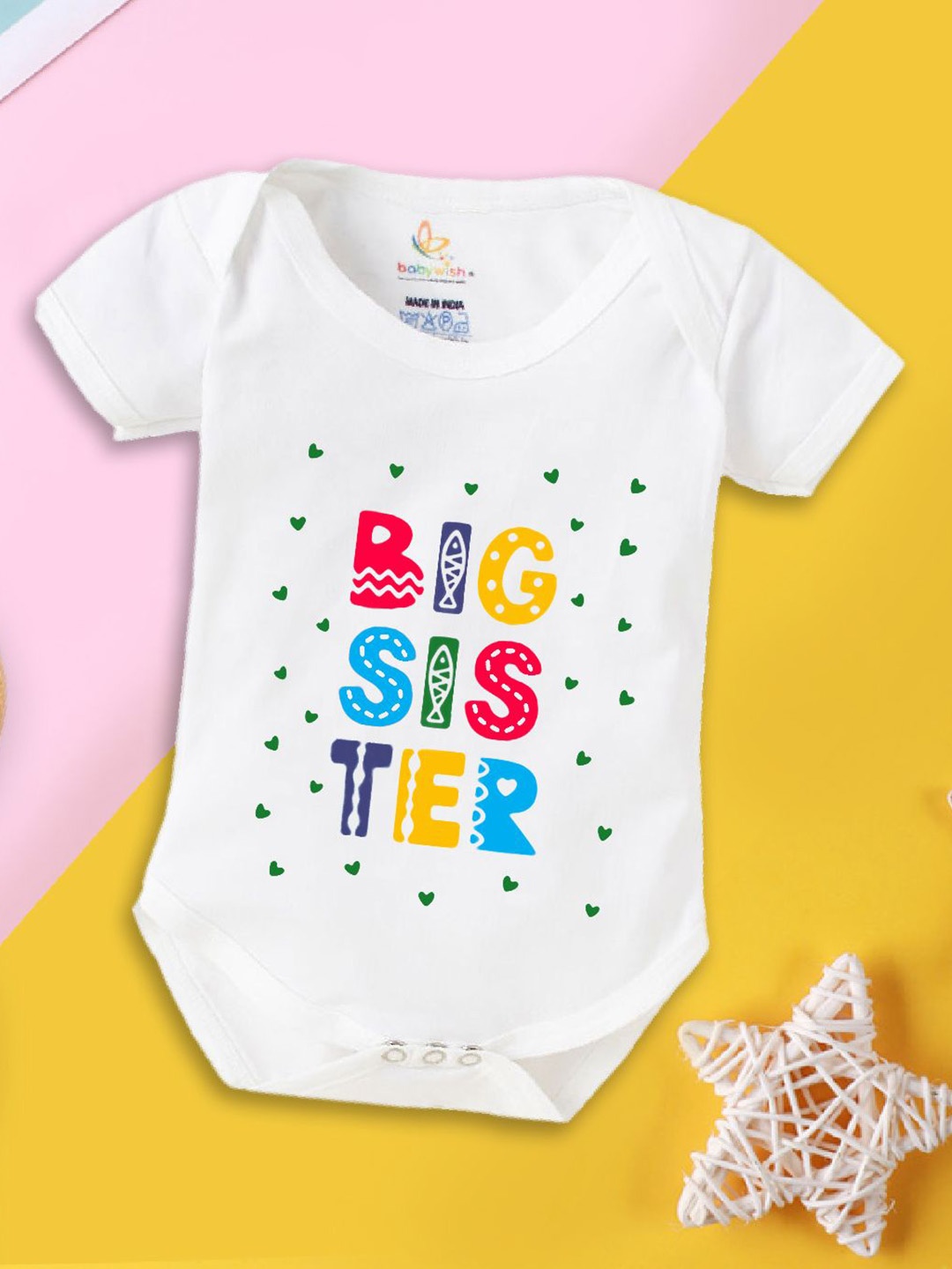 

Babywish Infants Printed Cotton Bodysuit, White