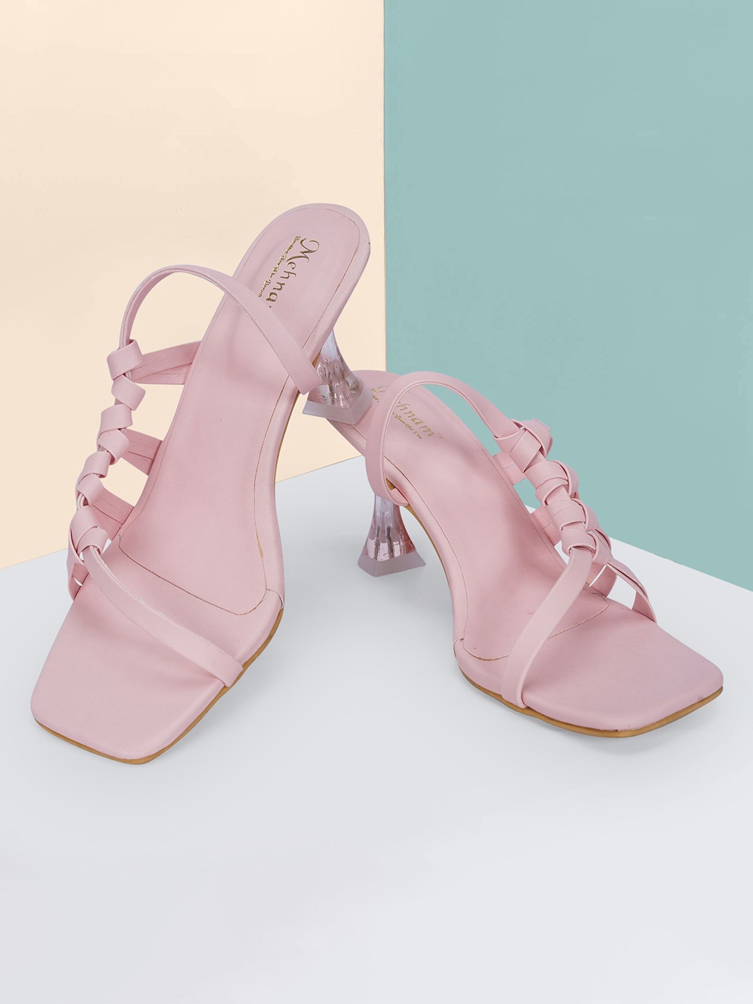 

MEHNAM Women Leather Work Flatform Sandals, Pink