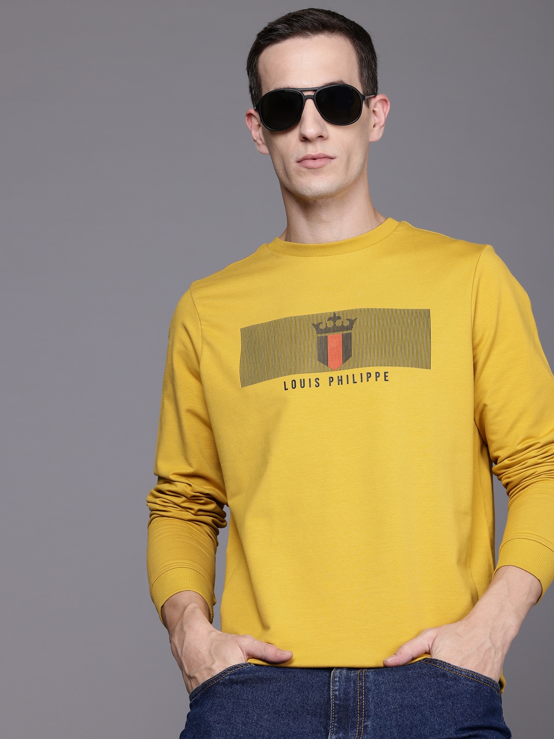 

Louis Philippe Sport Logo Printed Sweatshirt, Mustard