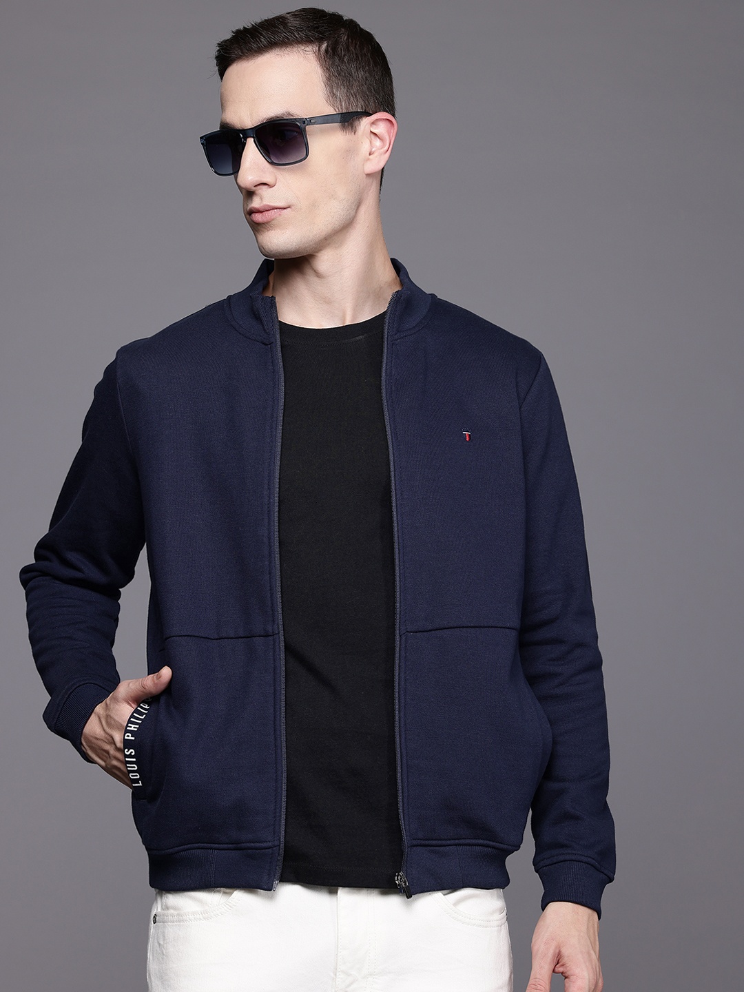 

Louis Philippe Sport Open Front Sweatshirt, Navy blue
