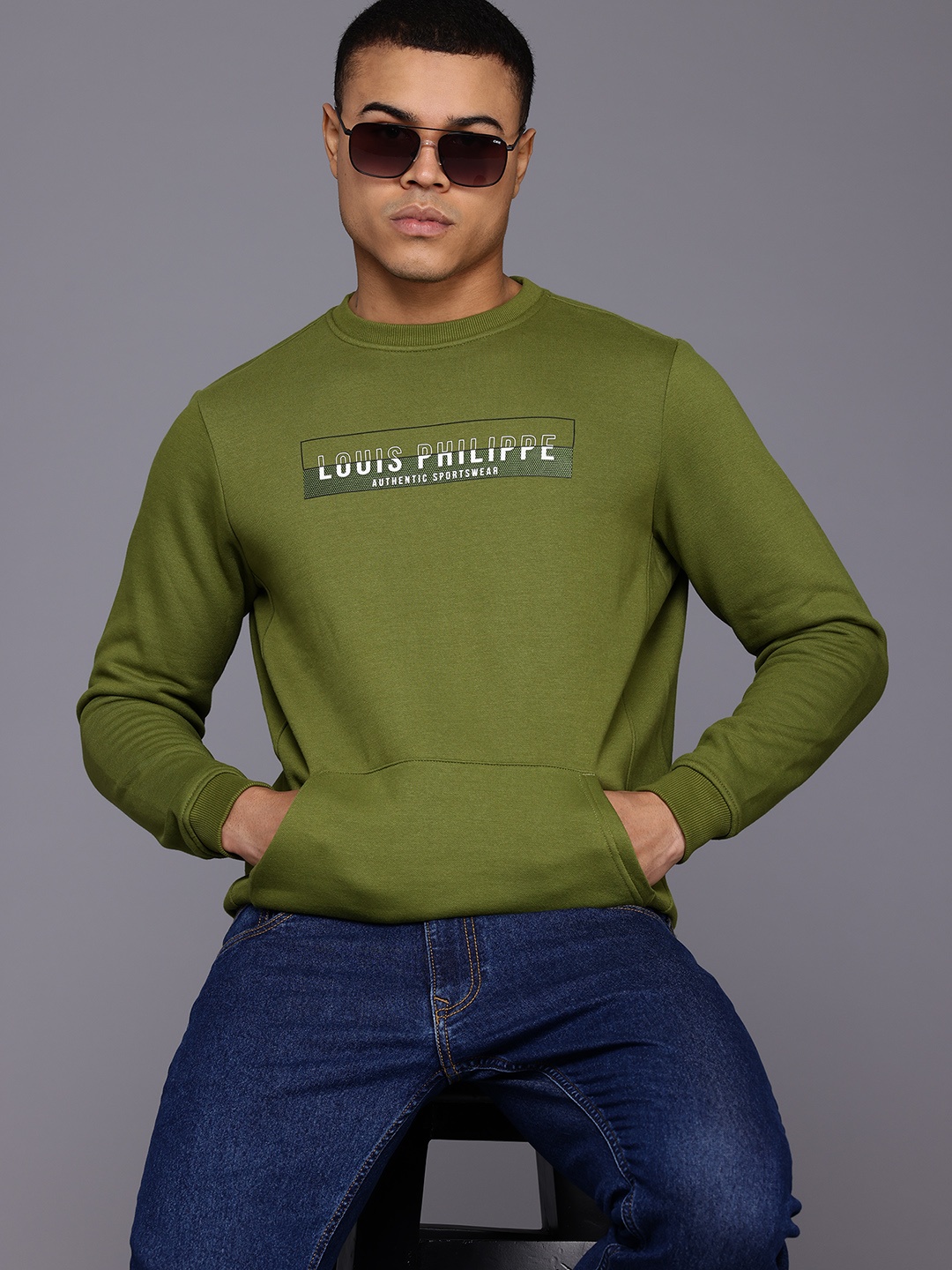 

Louis Philippe Sport Brand Logo Printed Sweatshirt, Green