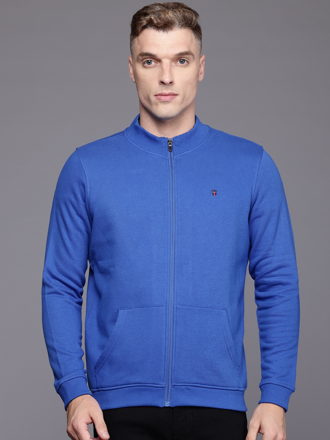 

Louis Philippe Sport Mock Collar Front-Open Sweatshirt, Blue