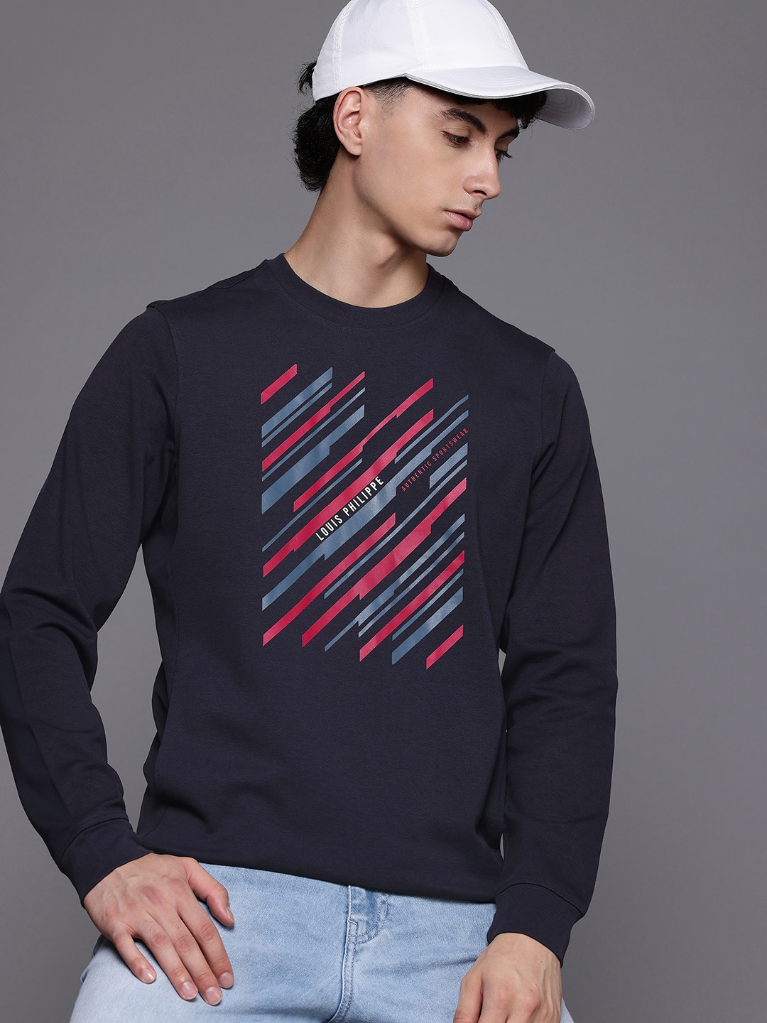 

Louis Philippe Sport Printed Sweatshirt, Navy blue