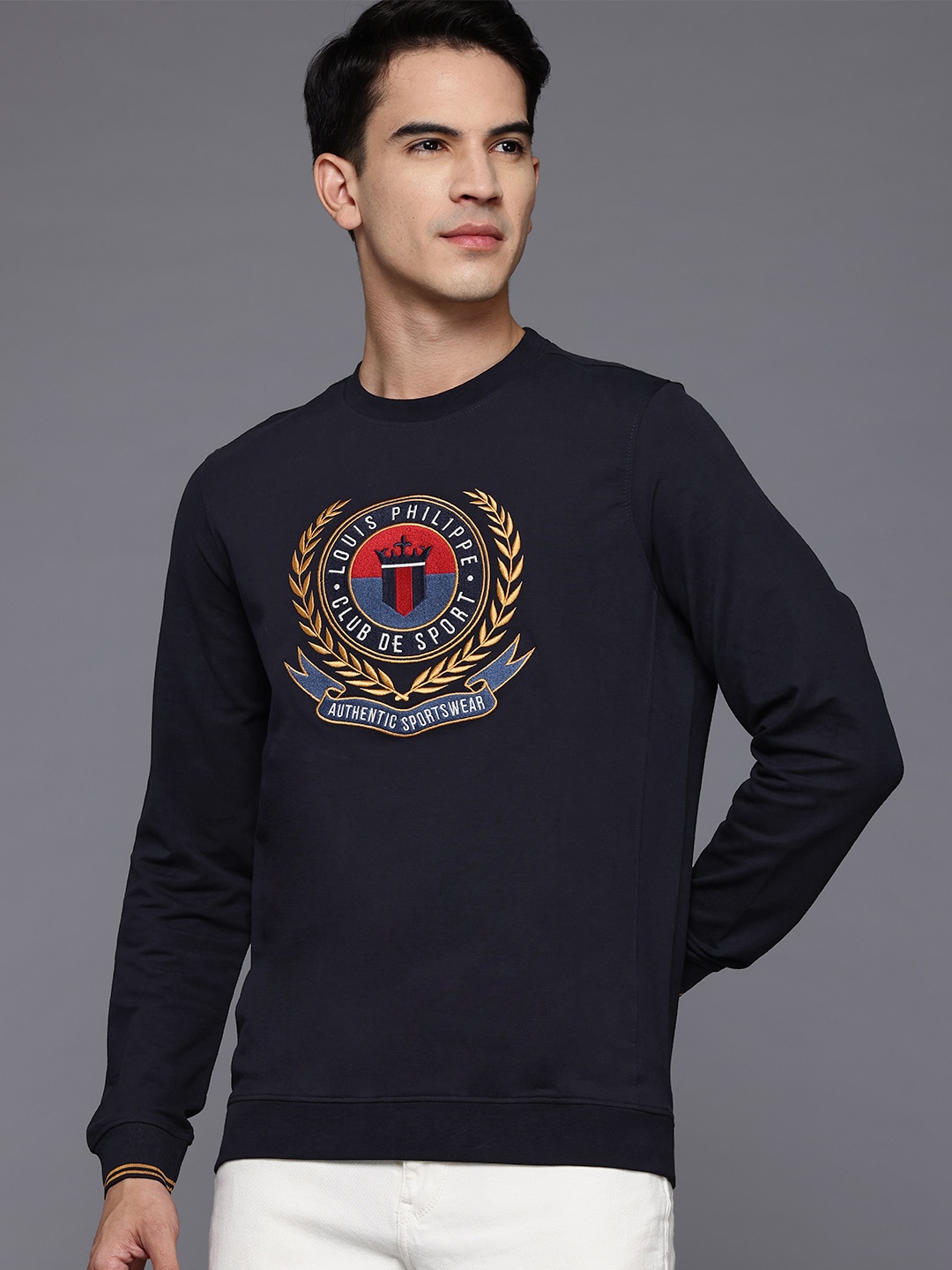 

Louis Philippe Sport Applique Embroidered Sweatshirt, Navy blue