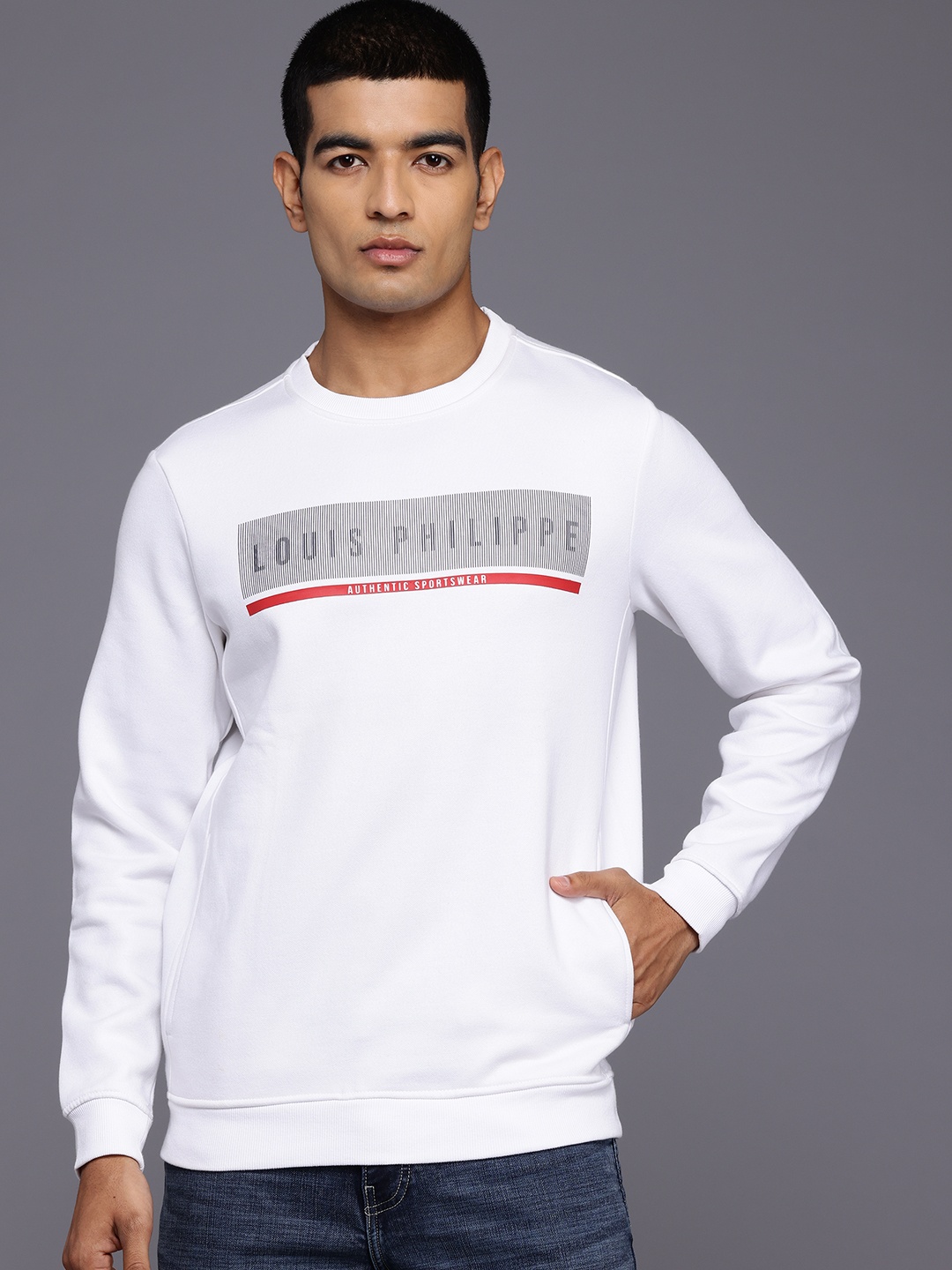 

Louis Philippe Sport Brand Logo Printed Sweatshirt, White