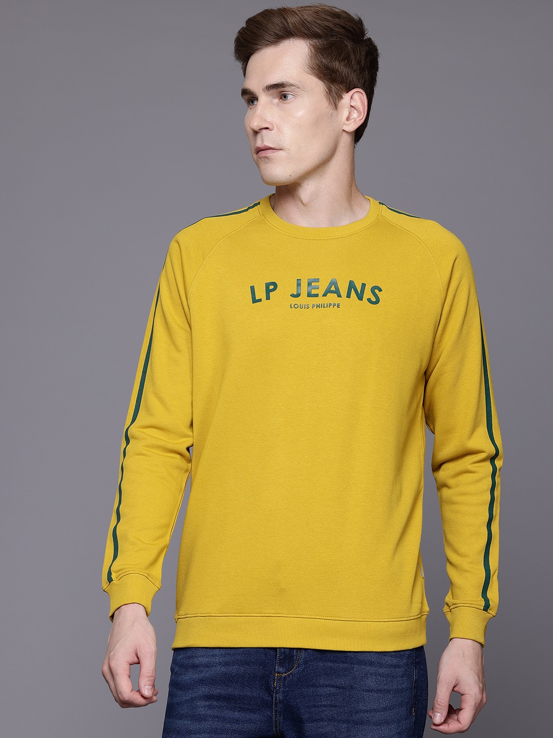 

Louis Philippe Jeans Men Printed Sweatshirt, Mustard