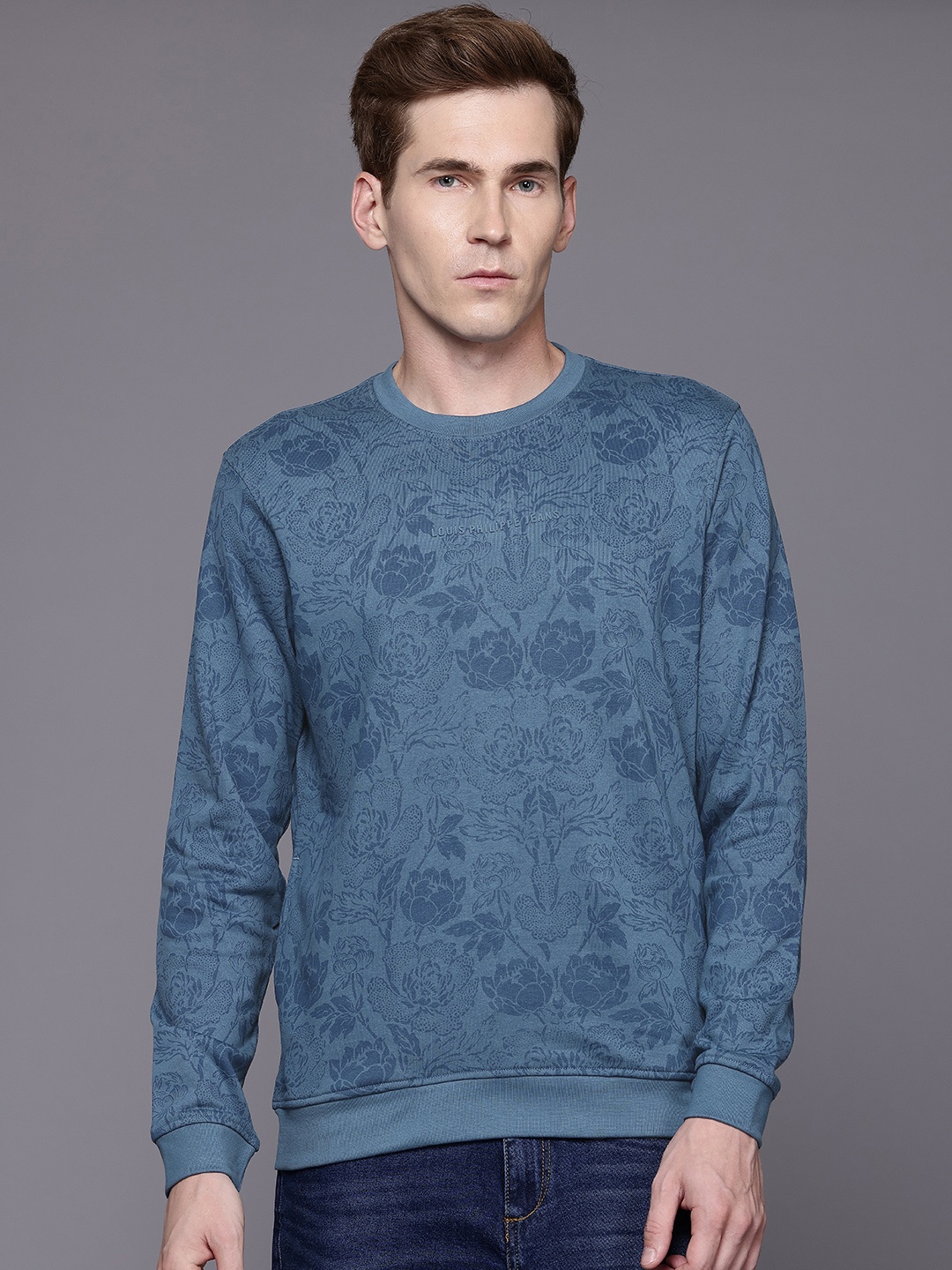 

Louis Philippe Jeans Men Printed Cotton Sweatshirt, Blue