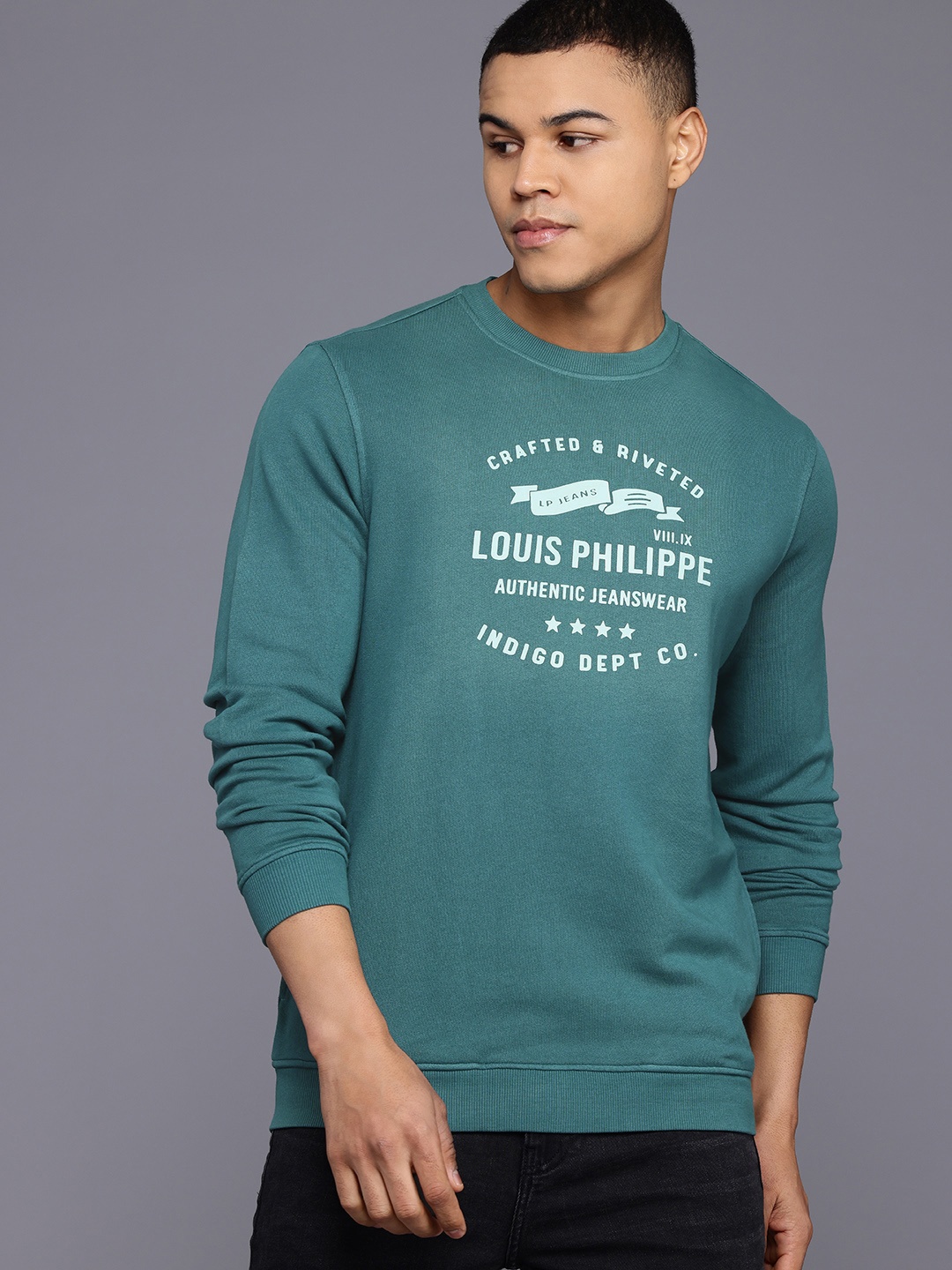 

Louis Philippe Jeans Pure Cotton Printed Sweatshirt, Teal