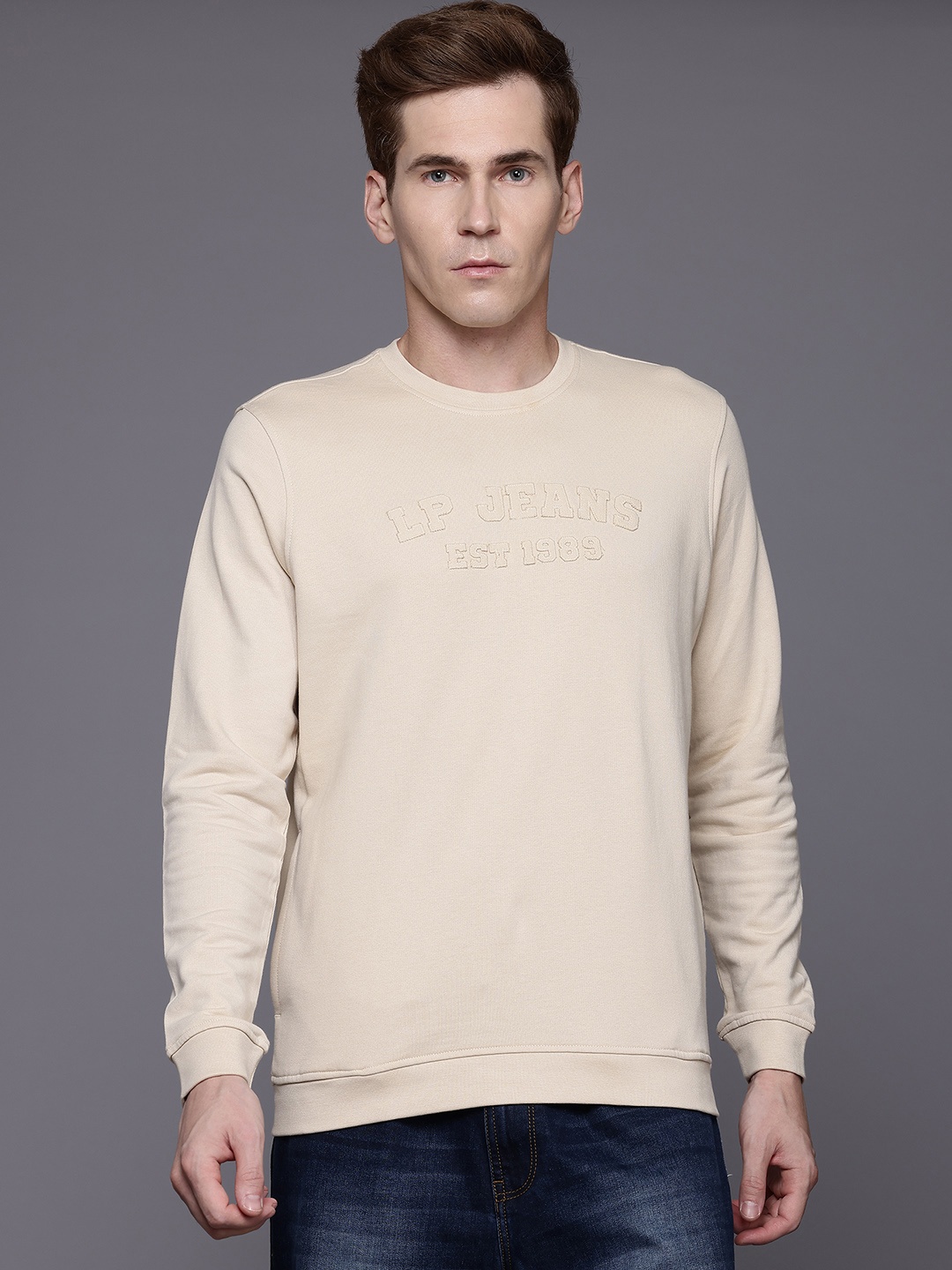 

Louis Philippe Jeans Applique-Detail Sweatshirt, Cream