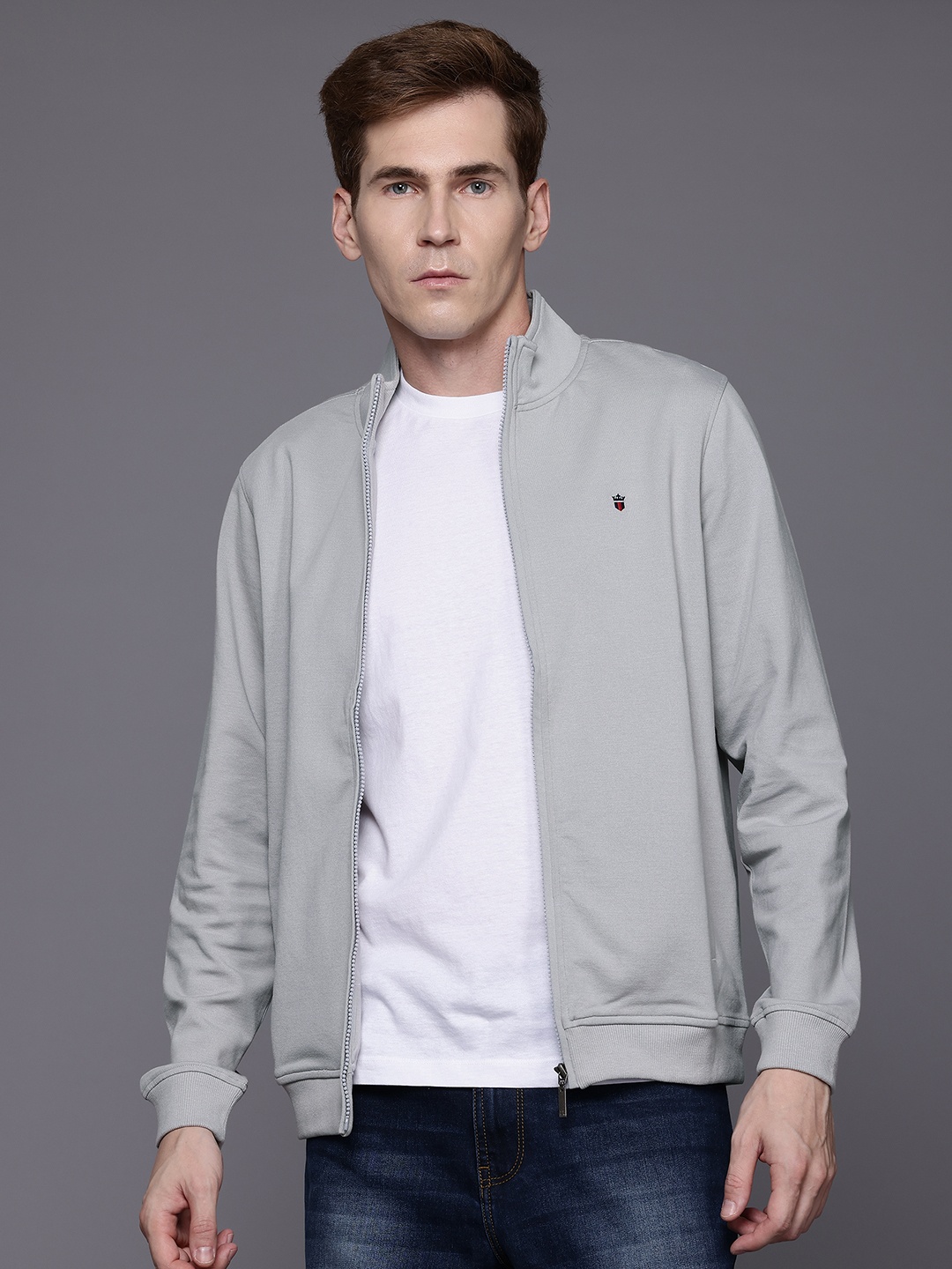 

Louis Philippe Jeans Zipper Sweatshirt, Grey