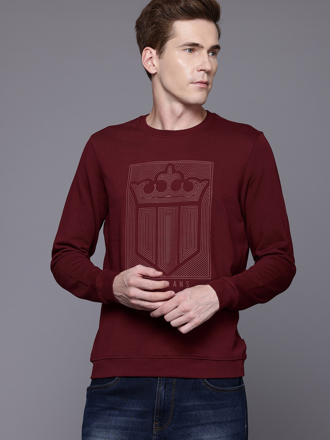 

Louis Philippe Jeans Printed Sweatshirt, Maroon