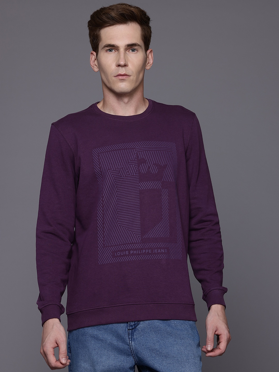 

Louis Philippe Jeans Printed Sweatshirt, Purple
