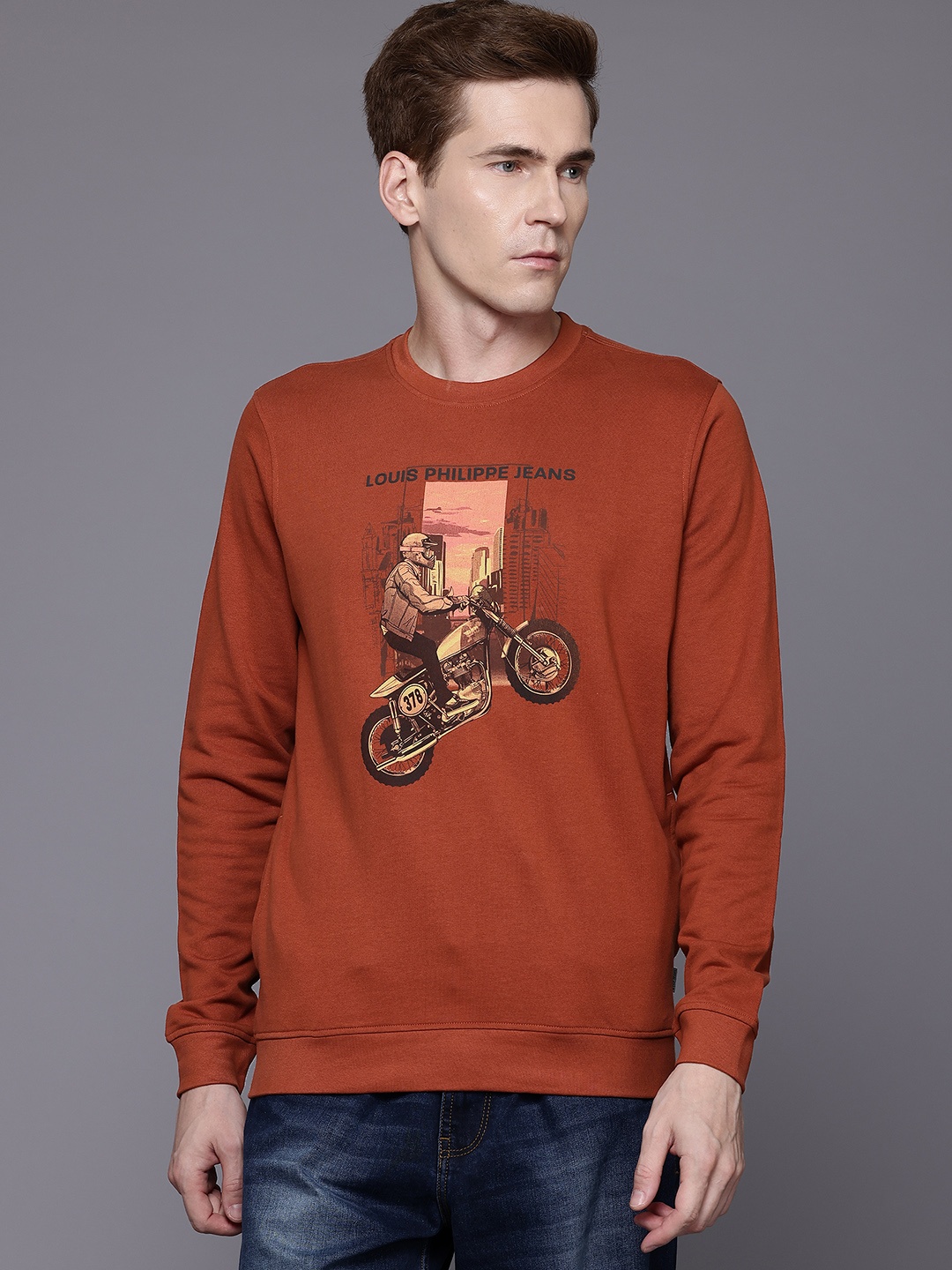 

Louis Philippe Jeans Printed Sweatshirt, Rust