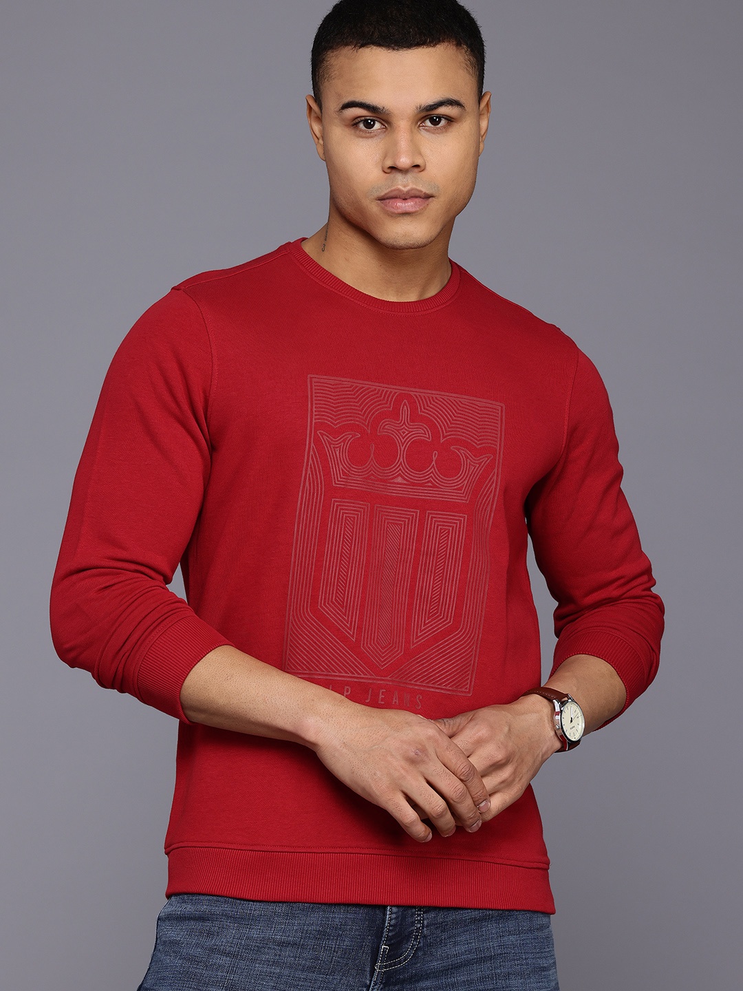 

Louis Philippe Jeans Men Printed Sweatshirt, Red