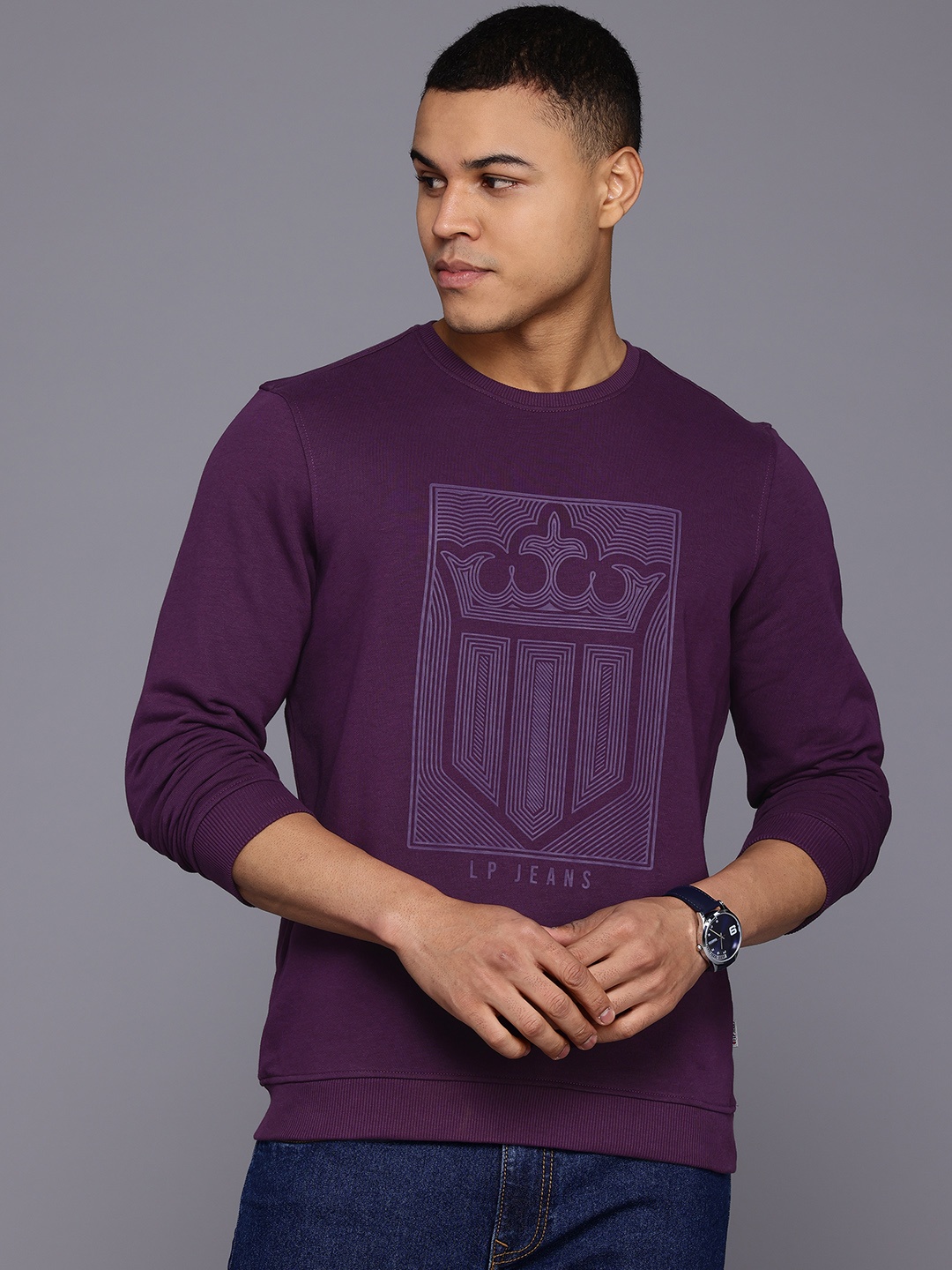 

Louis Philippe Jeans Men Printed Sweatshirt, Purple