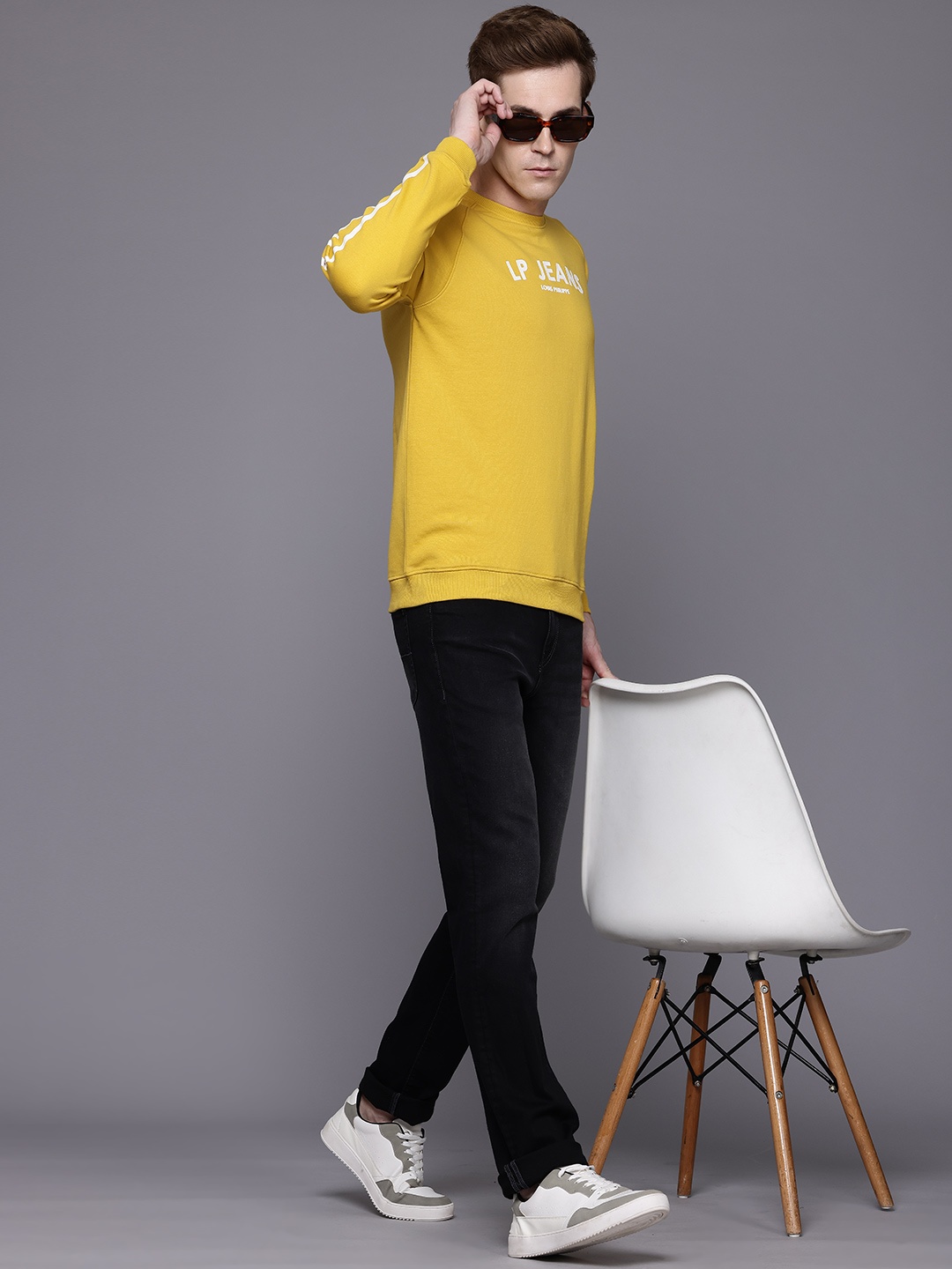 

Louis Philippe Jeans Men Printed Sweatshirt, Yellow