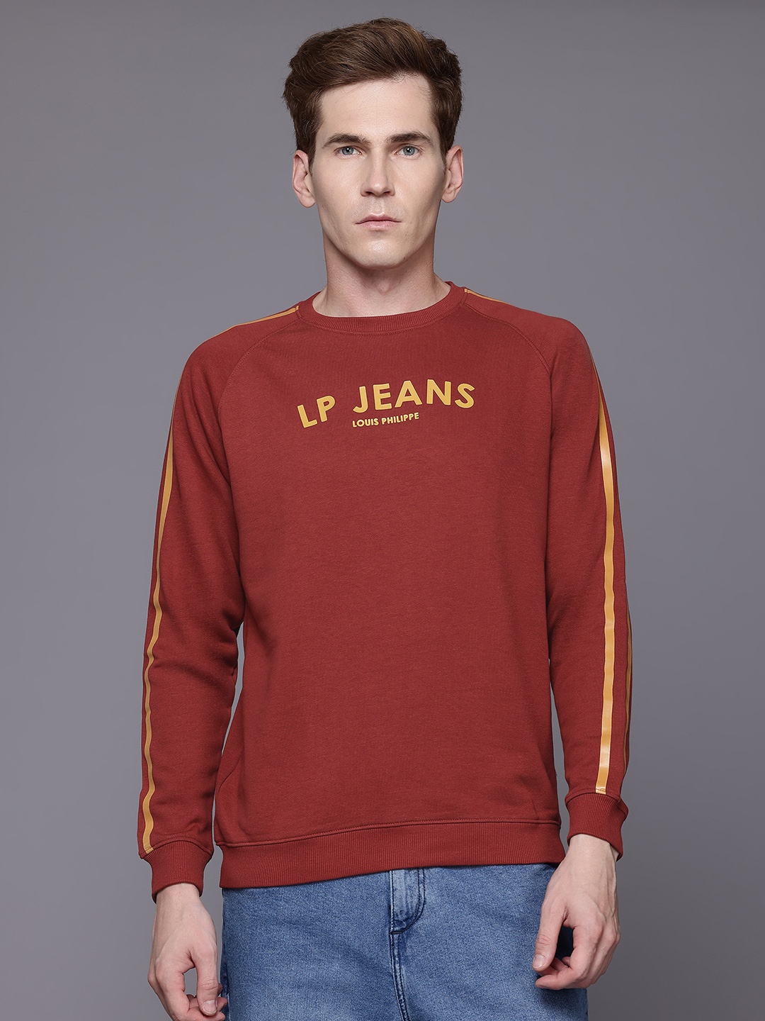 

Louis Philippe Jeans Brand Logo Printed Sweatshirt, Rust