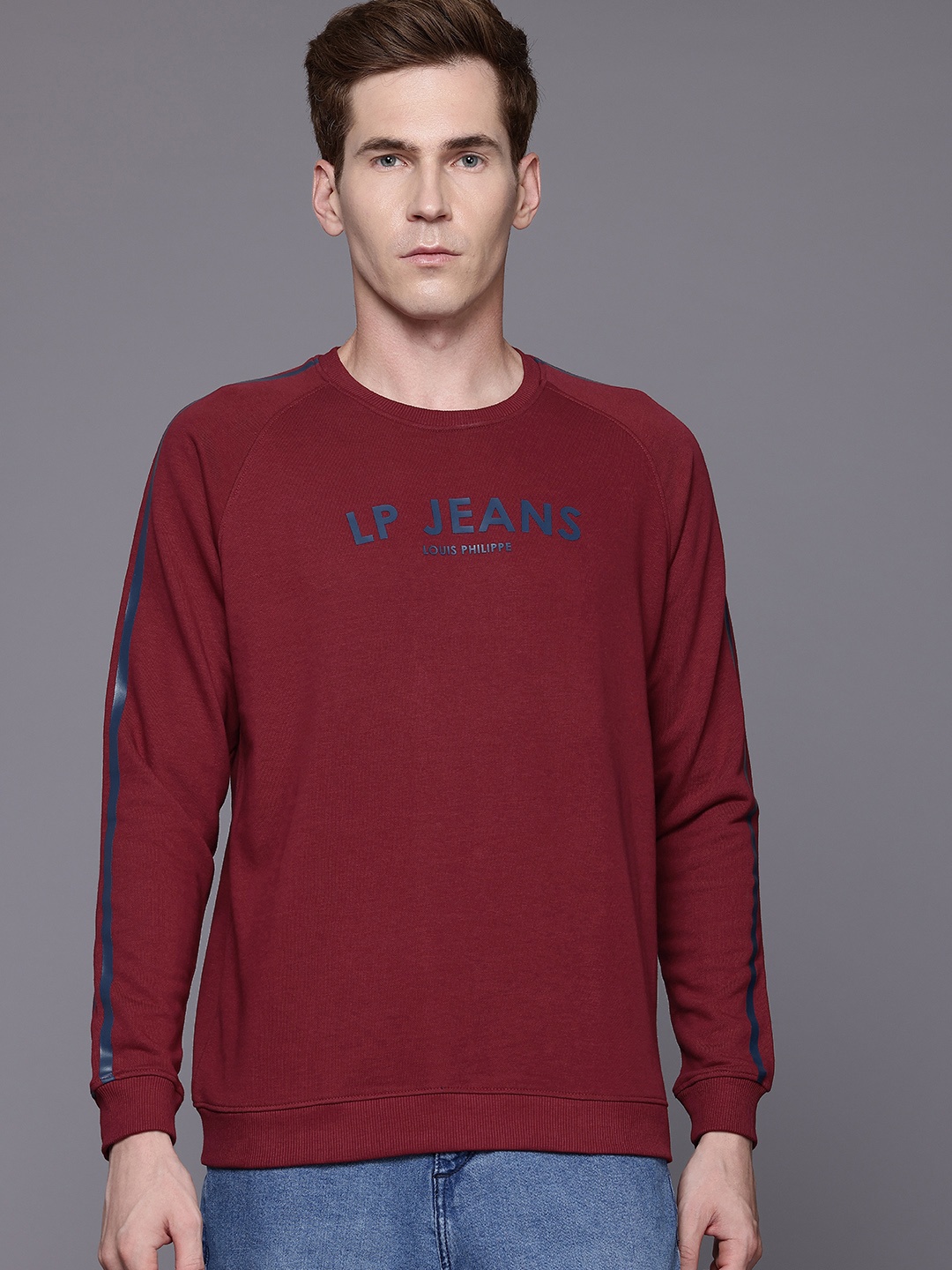 

Louis Philippe Jeans Brand Logo Printed Sweatshirt, Maroon