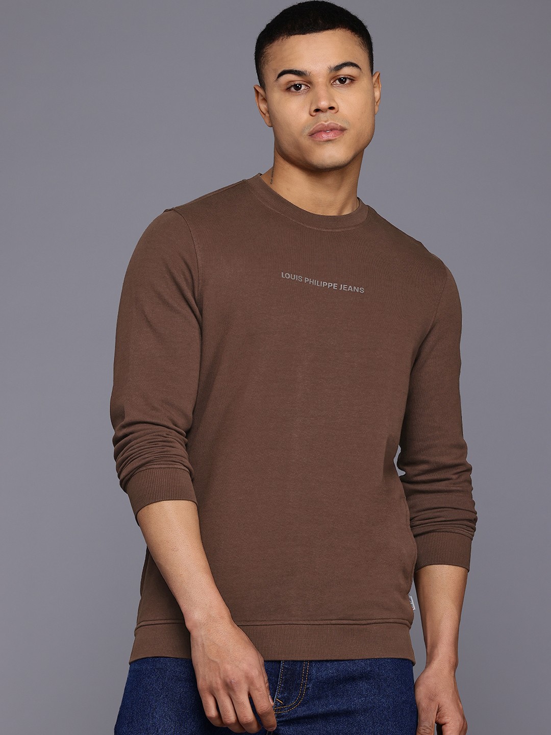 

Louis Philippe Jeans Pure Cotton Sweatshirt, Brown