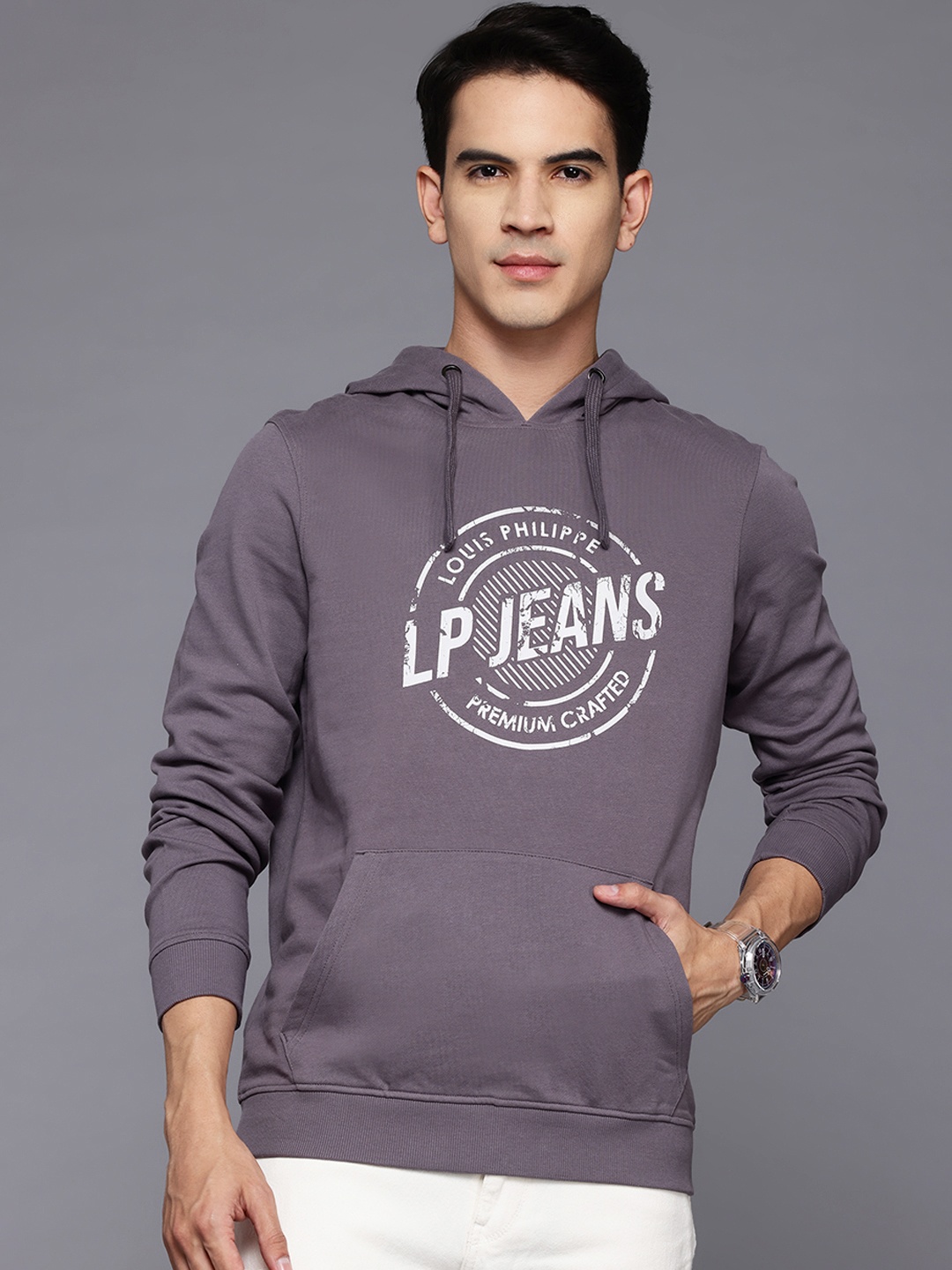 

Louis Philippe Jeans Printed Hooded Sweatshirt, Mauve
