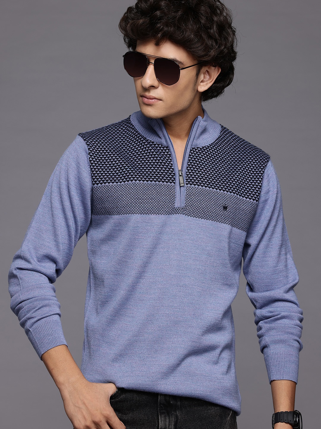 

Louis Philippe Geometric Printed Sweater, Blue