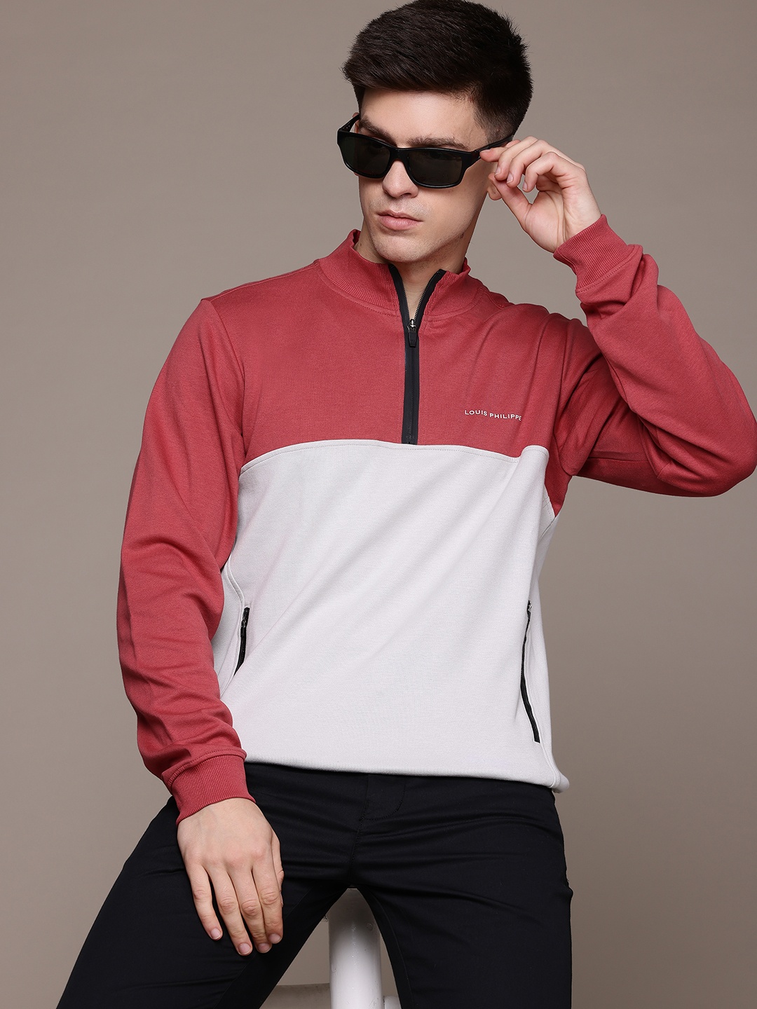

Louis Philippe Colourblocked Sweatshirt, Red
