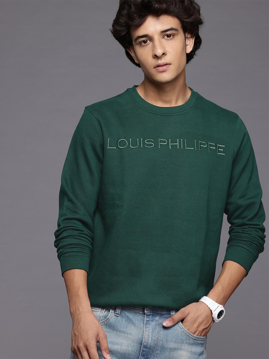 

Louis Philippe Embroidered Sweatshirt, Green