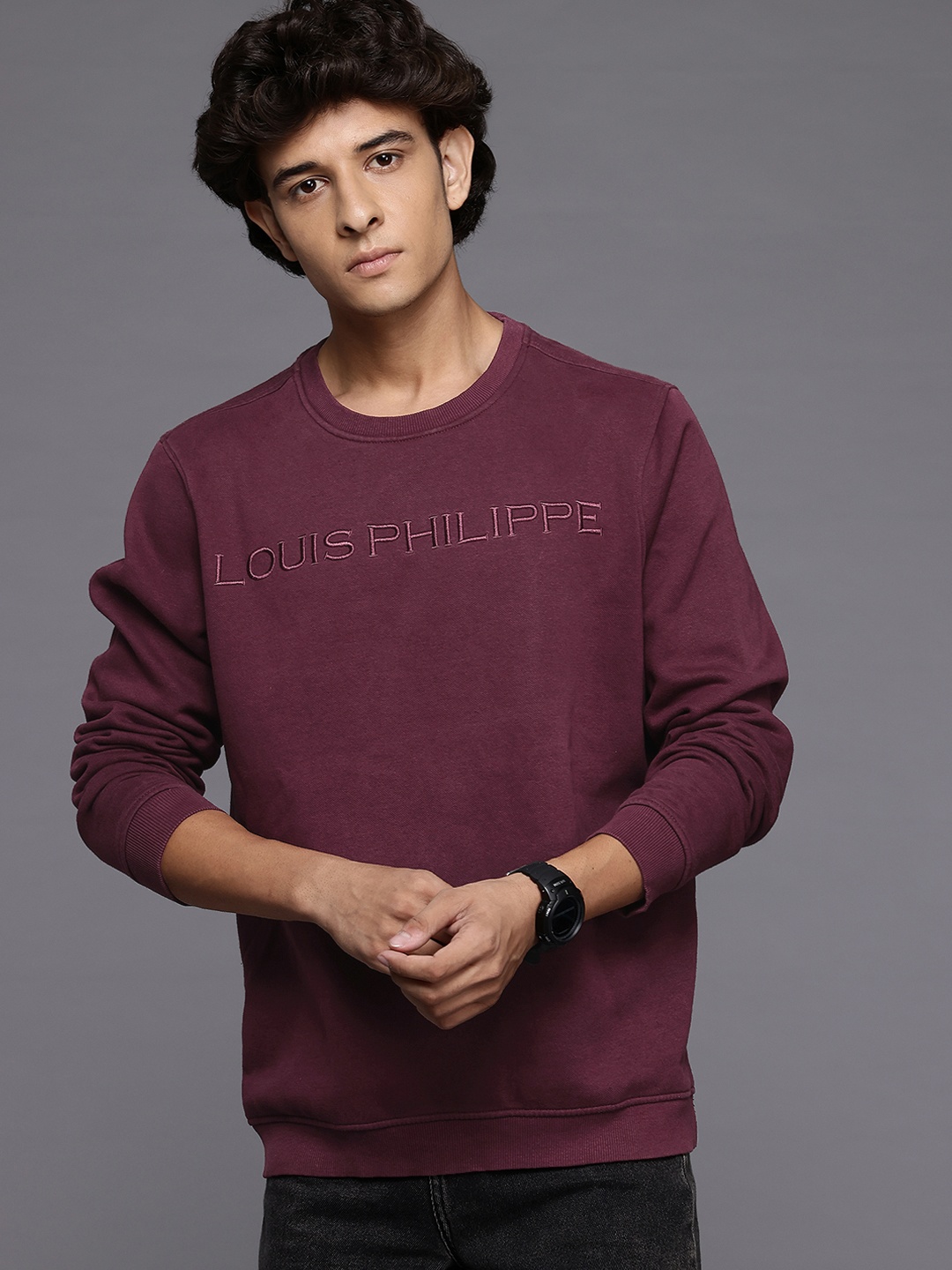 

Louis Philippe Embroidered Sweatshirt, Purple
