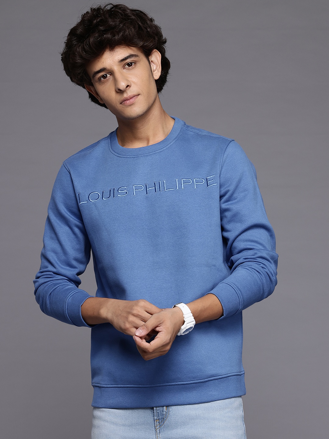 

Louis Philippe Embroidered Sweatshirt, Blue