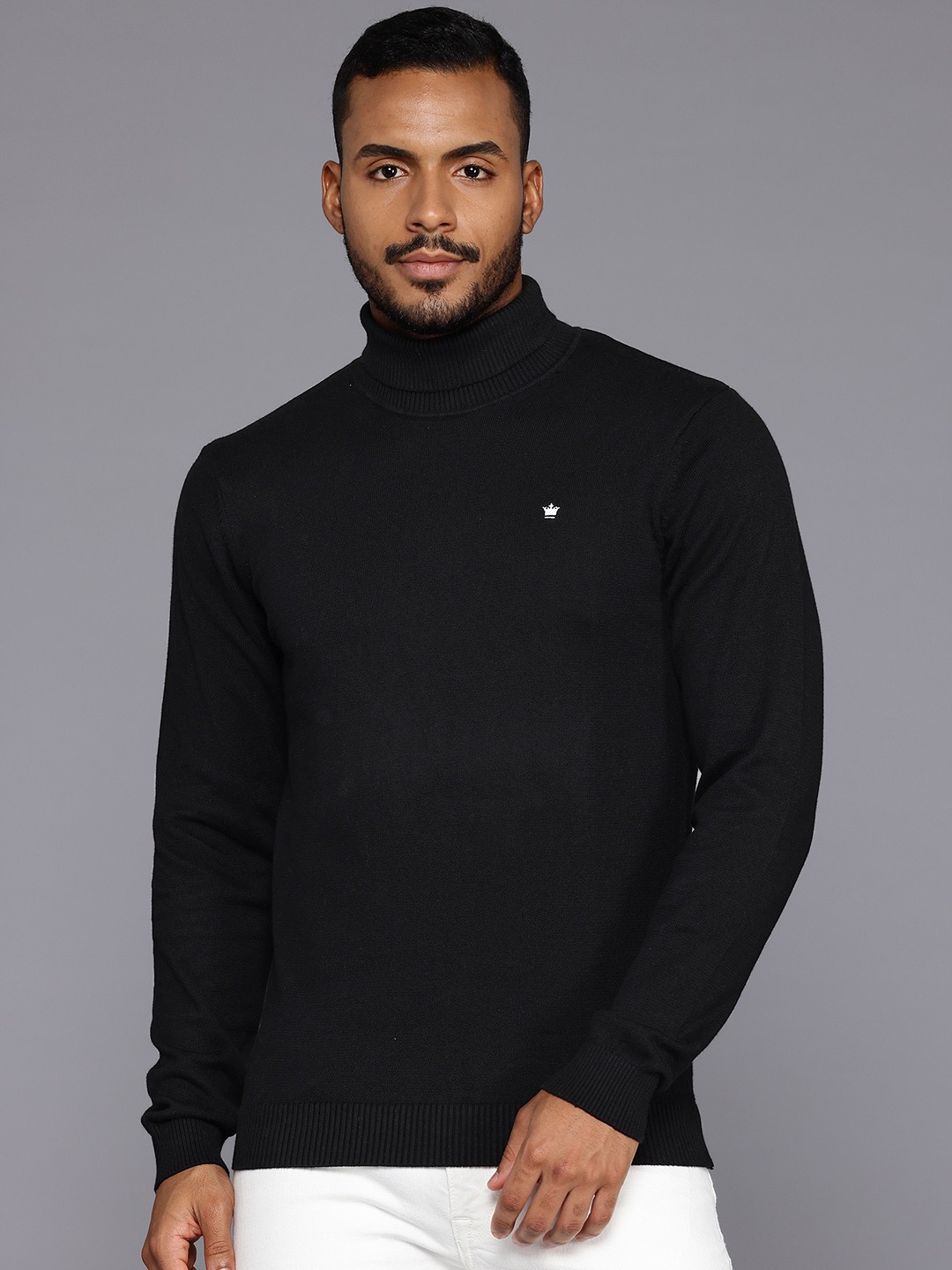 

Louis Philippe Pure Cotton Turtleneck Pullover, Black