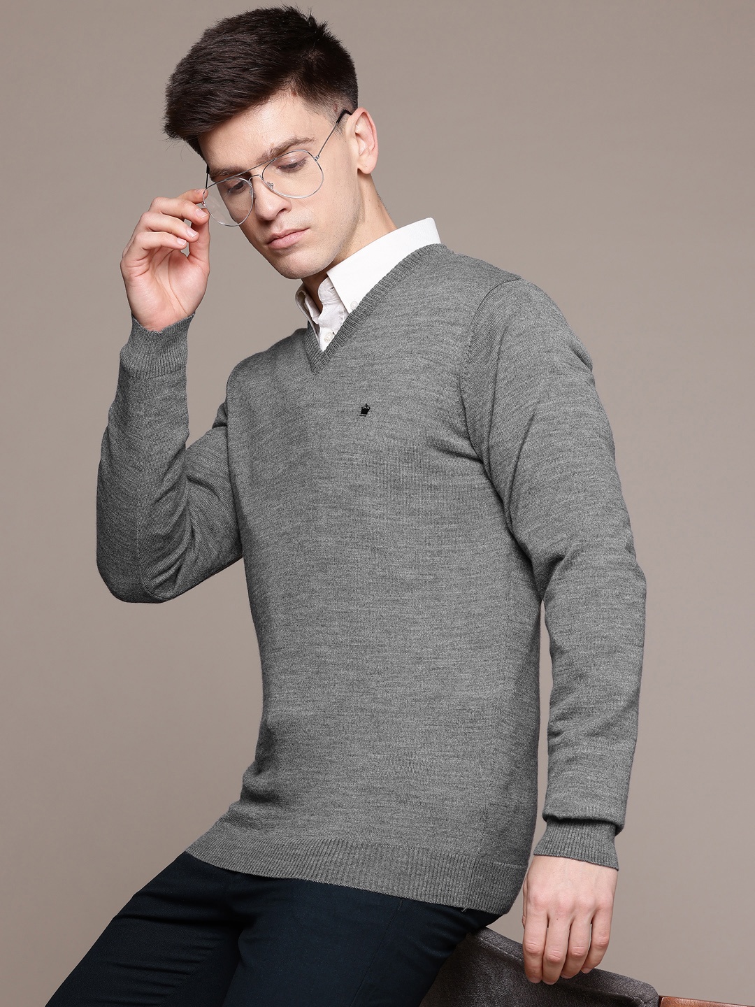 

Louis Philippe Longline Knitted Pullover, Grey