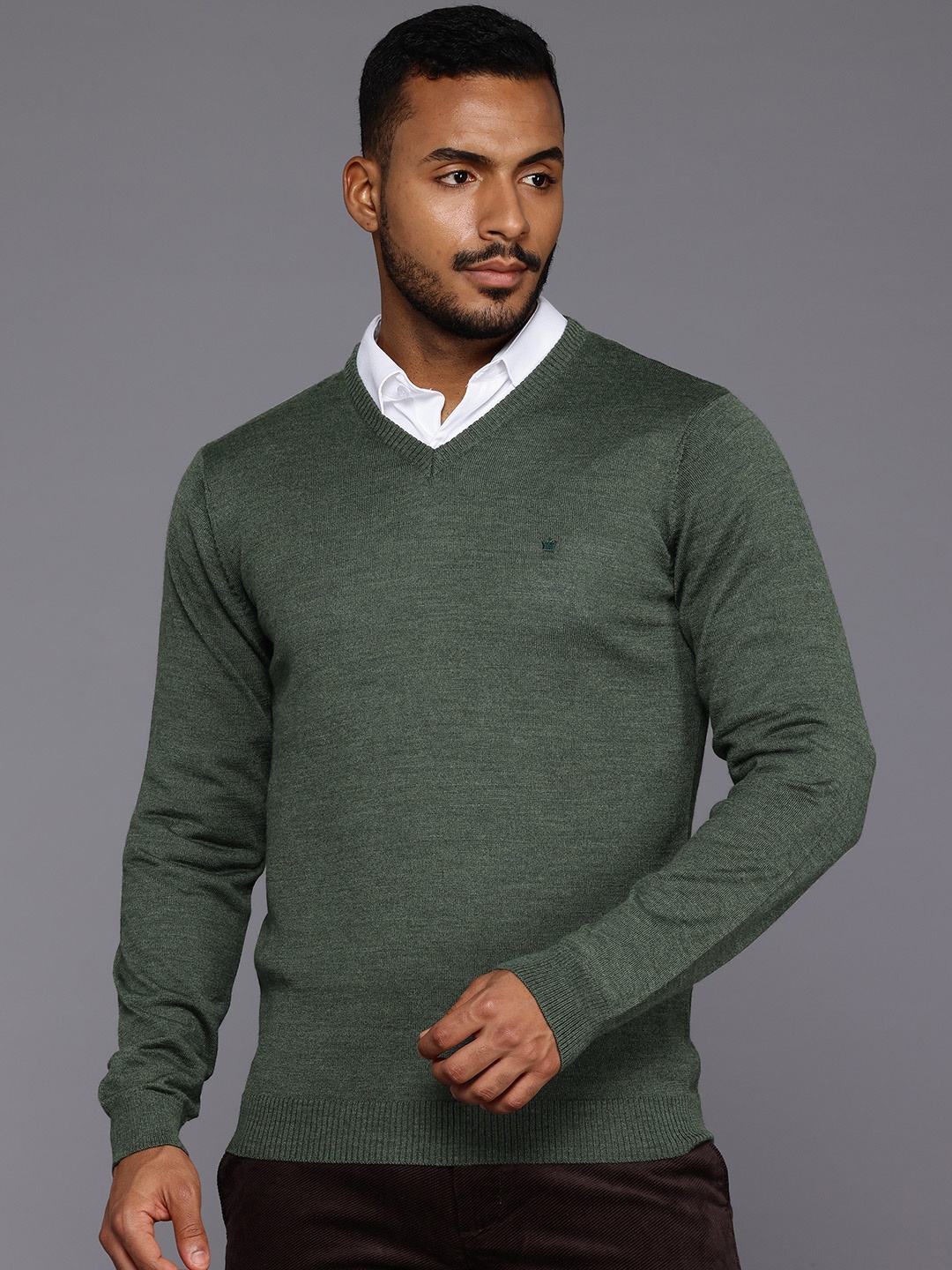 

Louis Philippe Solid Pullover Sweater, Olive