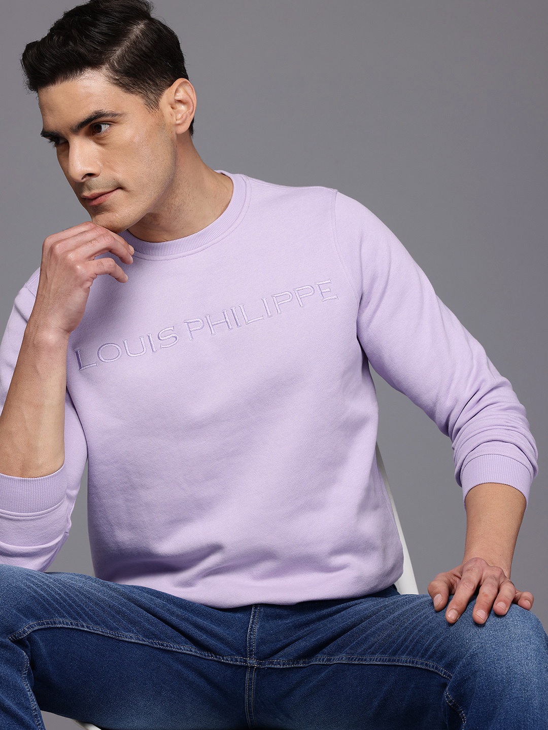 

Louis Philippe Brand-Logo Print Sweatshirt, Lavender