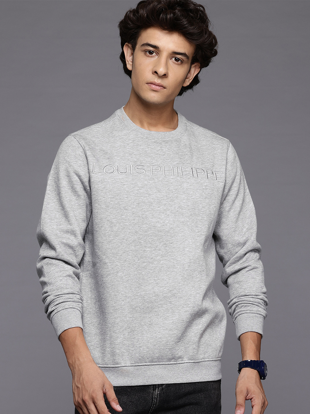 

Louis Philippe Embroidered Sweatshirt, Grey