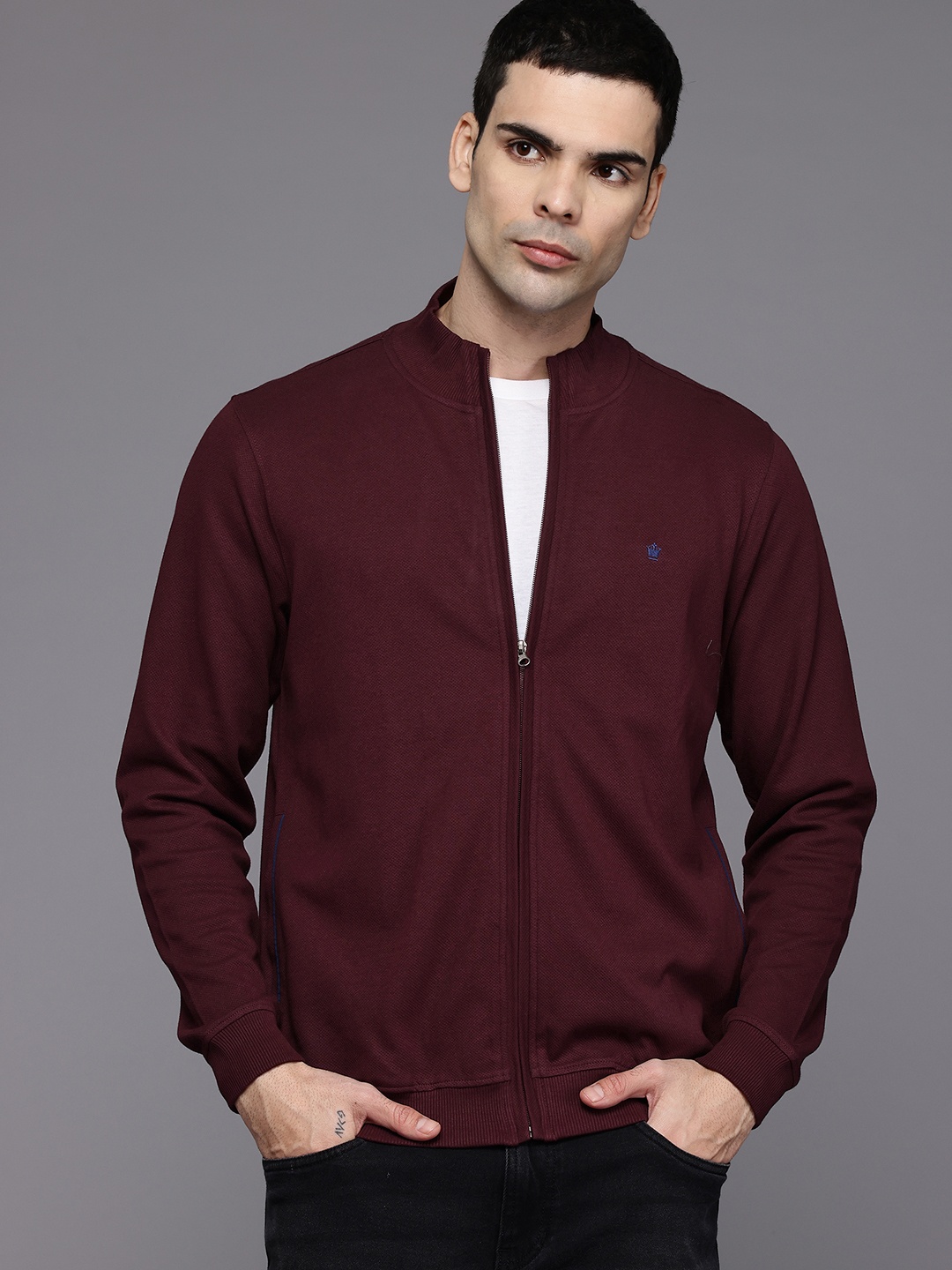 

Louis Philippe Mock-Collar Brand-Logo Print Sweatshirt, Maroon