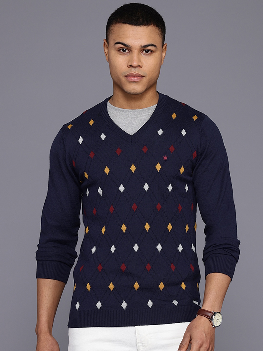 

Louis Philippe Geometric Print Pullover, Navy blue