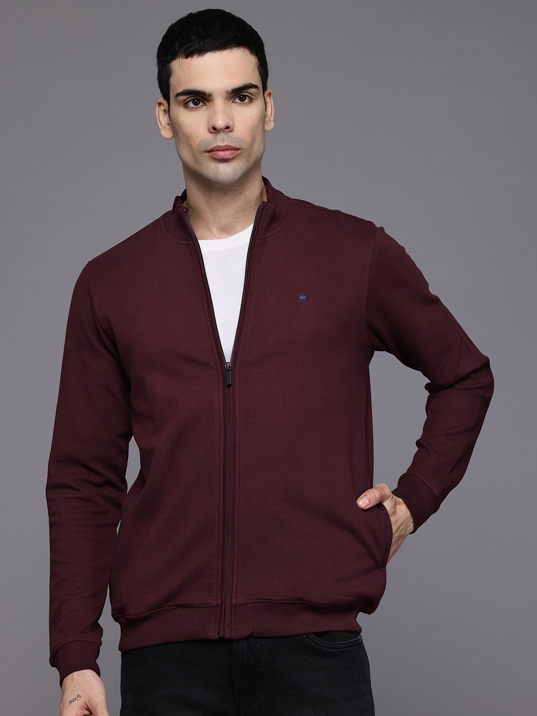 

Louis Philippe Mock-Collar Brand-Logo Print Sweatshirt, Maroon
