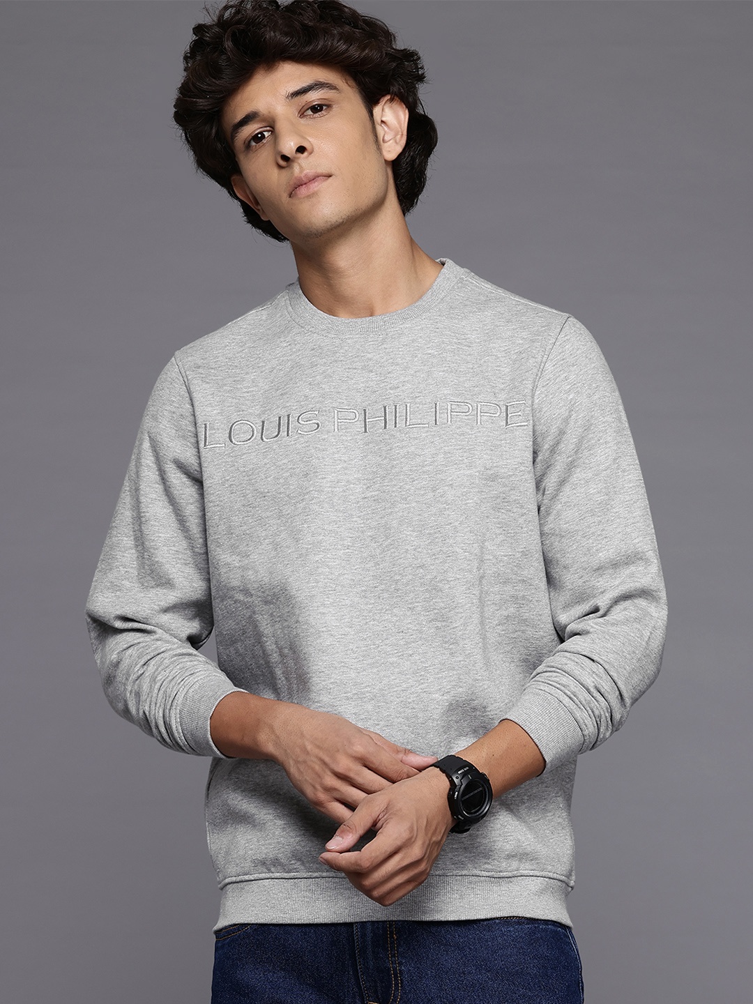 

Louis Philippe Embroidered Sweatshirt, Grey