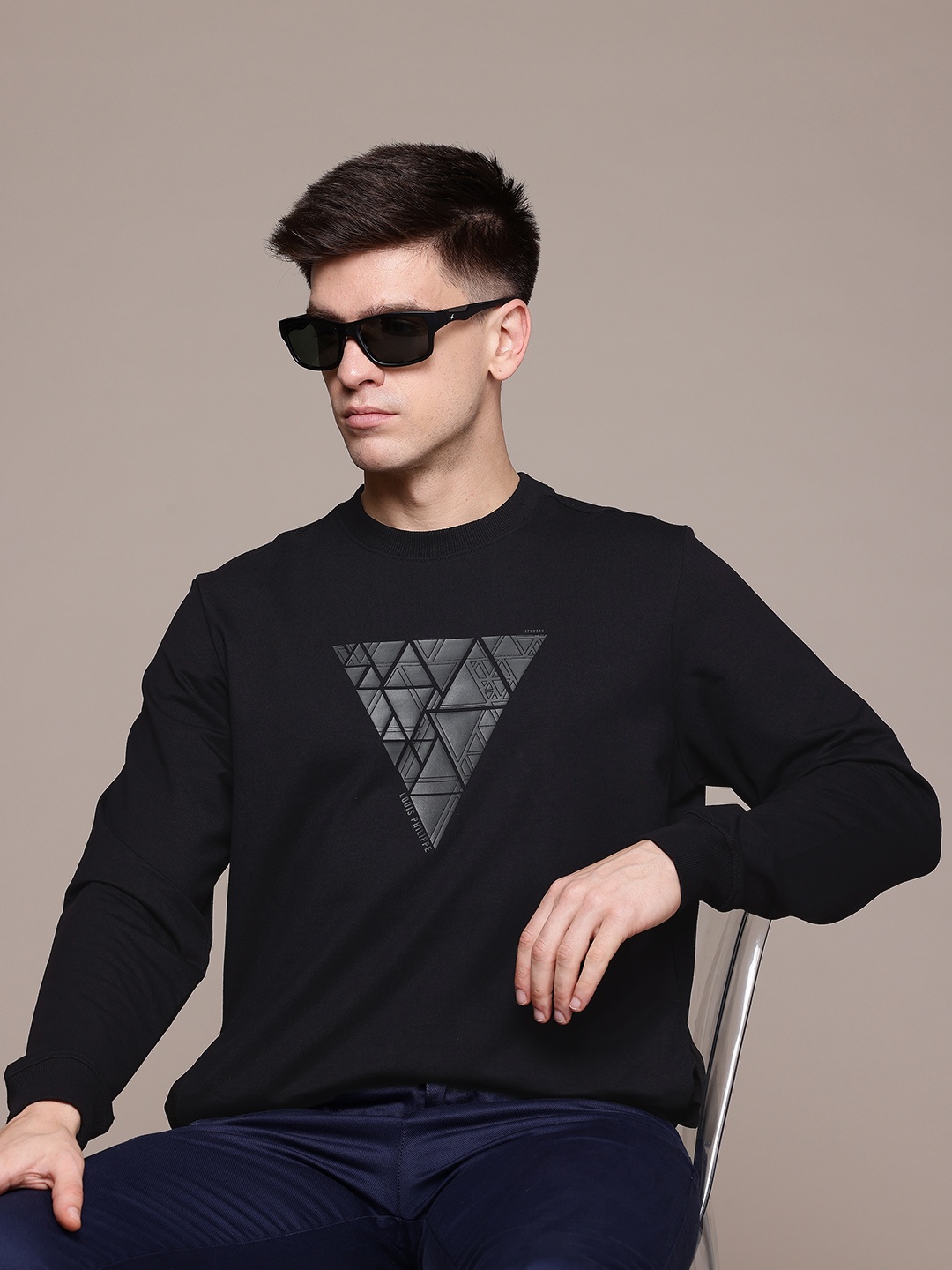 

Louis Philippe Ath. Work Slim Fit Printed Sweatshirt, Black