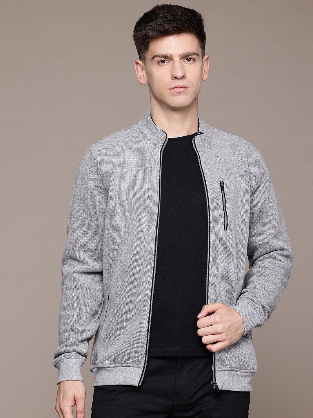 

Louis Philippe Ath.Work Men Woven Slim Fit Sweatshirt, Grey