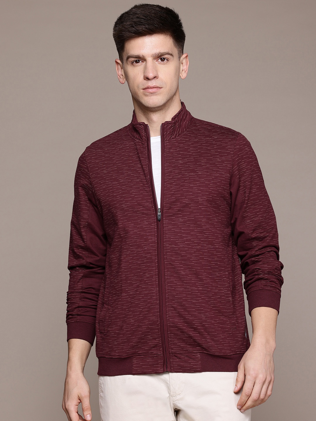 

Louis Philippe Ath.Work Men Printed Slim Fit Sweatshirt, Maroon