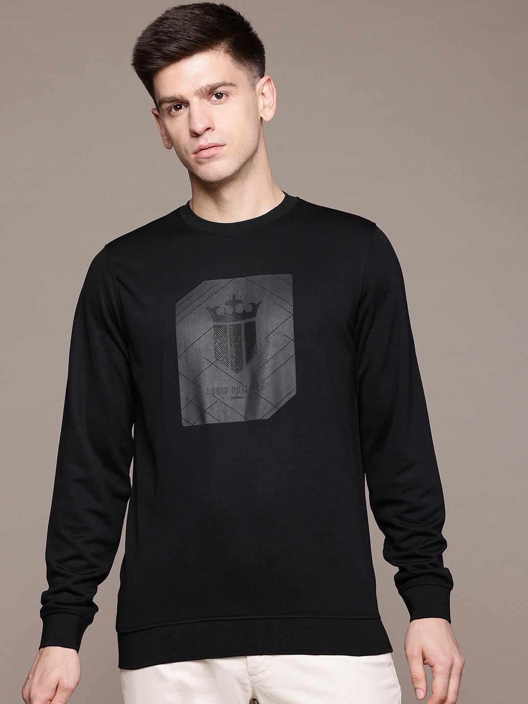 

Louis Philippe Ath.Work Men Printed Slim Fit Sweatshirt, Black